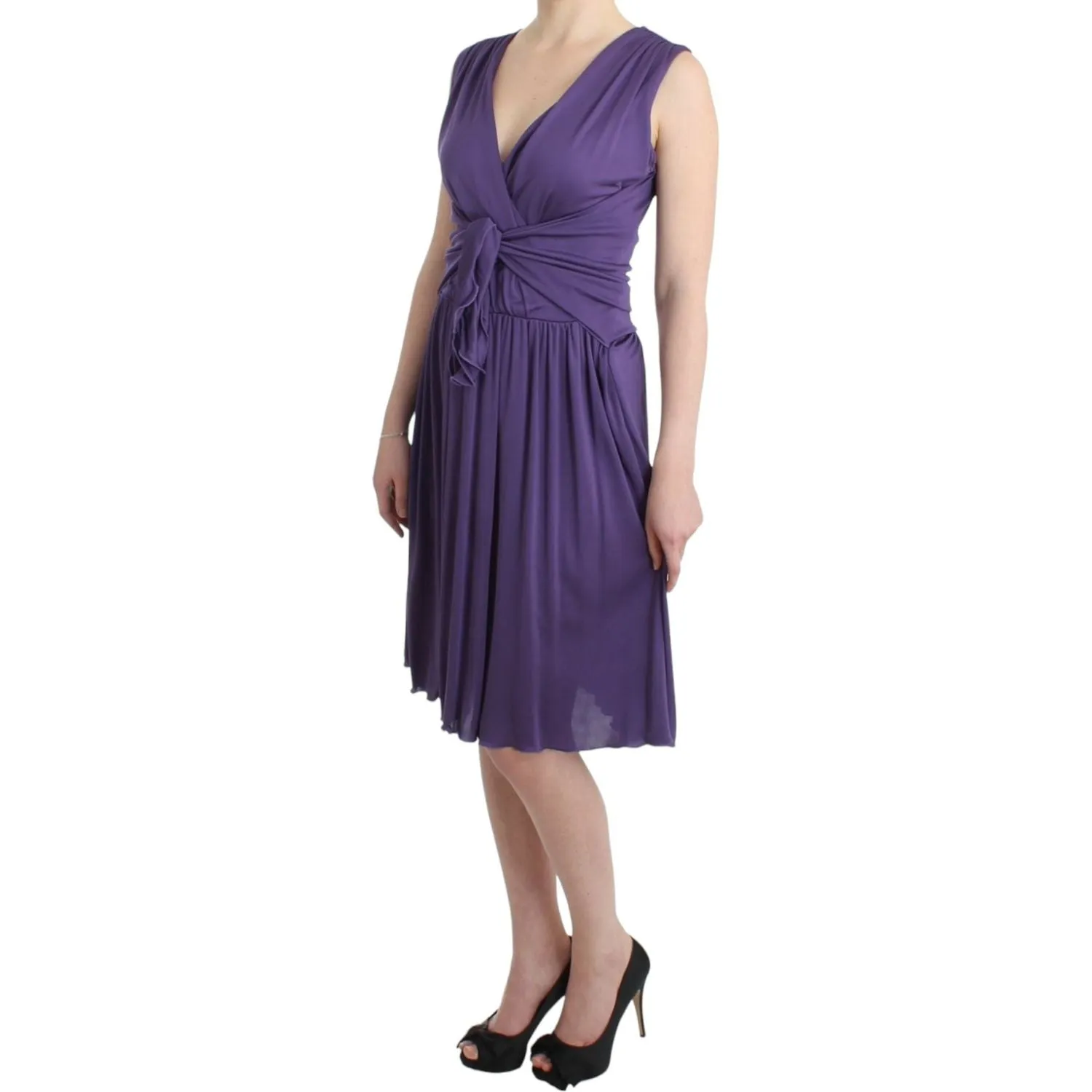 John Galliano Elegant Purple Knee-Length Jersey Dress