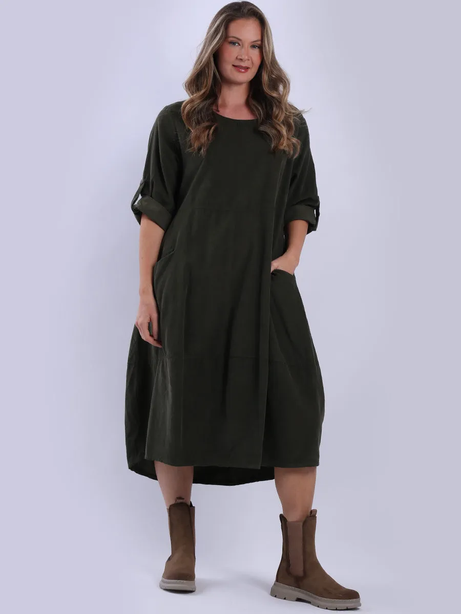 Khaki Maeve Corduroy Slouch Dress