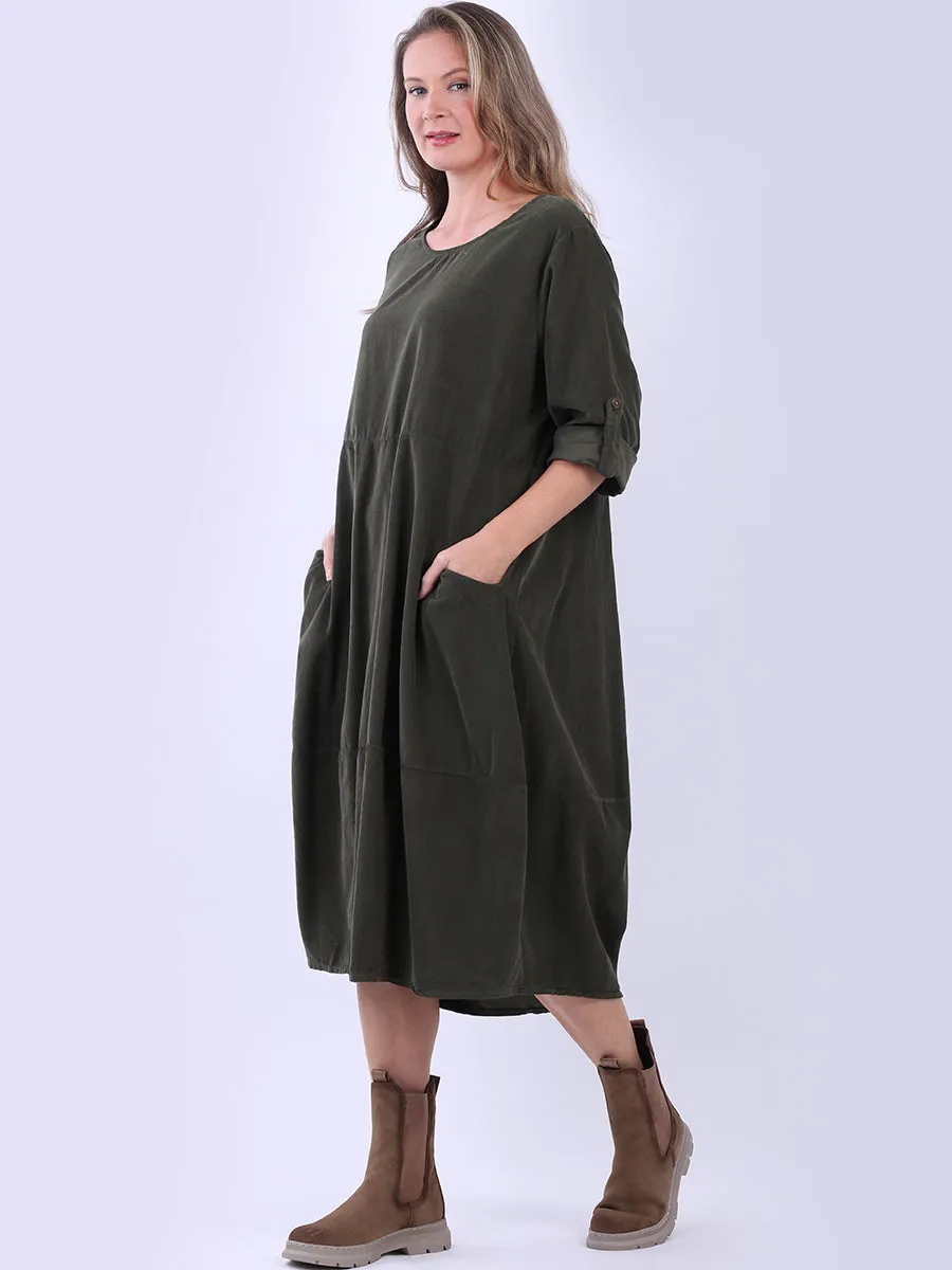 Khaki Maeve Corduroy Slouch Dress