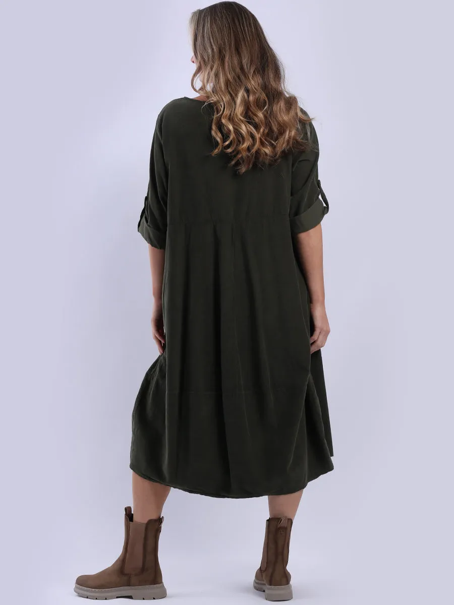 Khaki Maeve Corduroy Slouch Dress