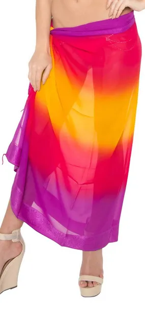 LA LEELA Sheer Chiffon Long Swim Dress Beach Sarong Jacquard 72"X42" M011_5520