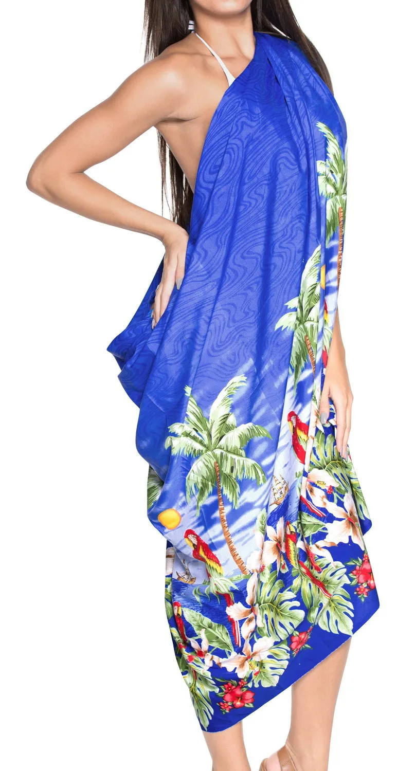 LA LEELA Women's Beach Swimsuit Sarong Swimwear Cover Up Tie One Size Blue_E775