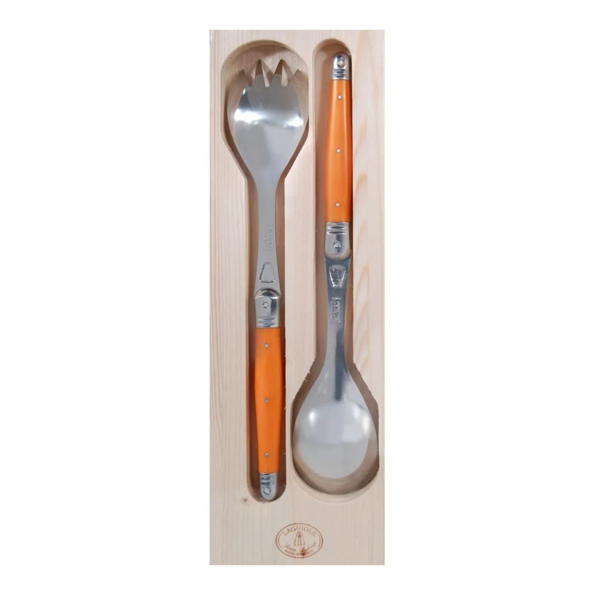 Laguiole Jean Dubost Deluxe Salad Servers Orange