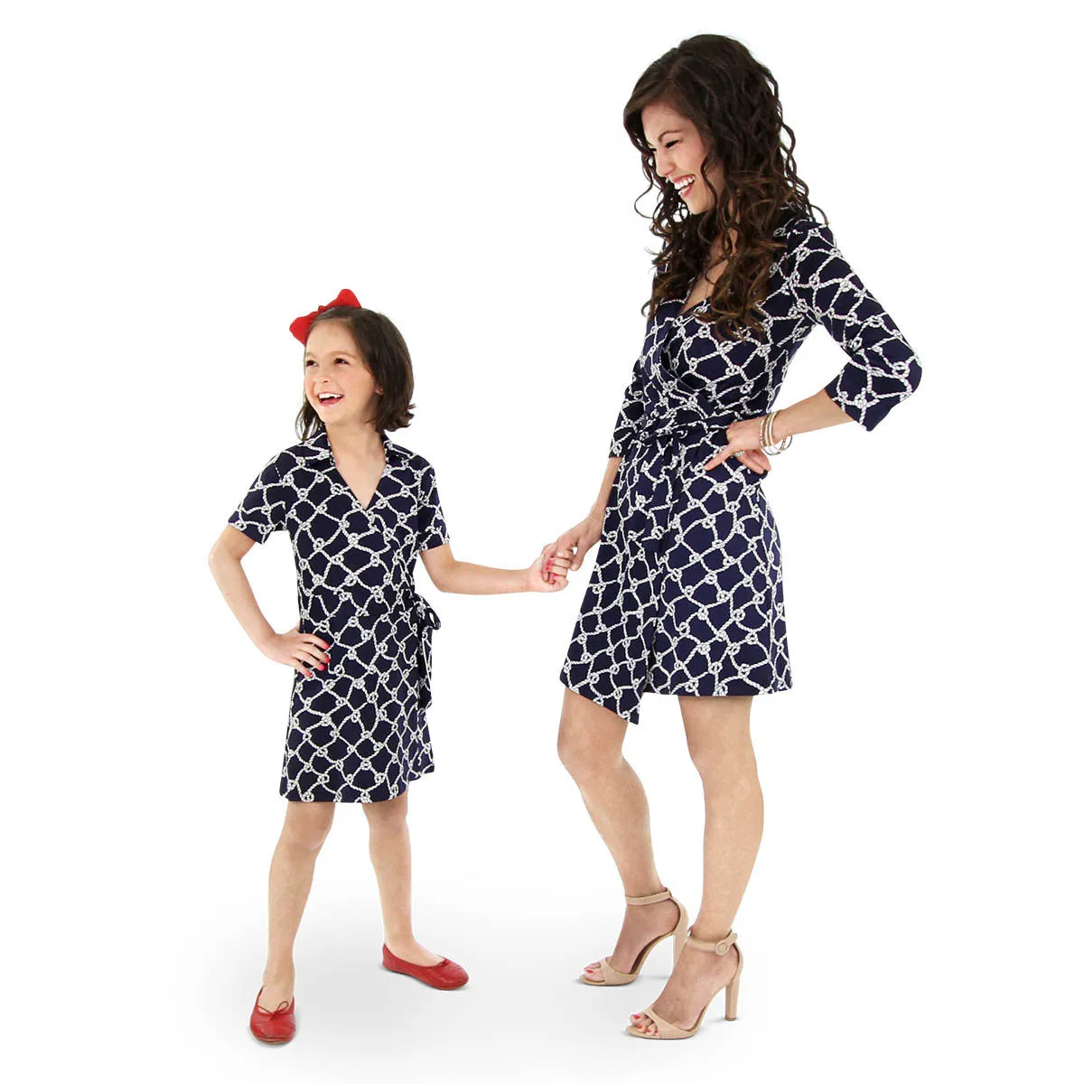 Little Girl Wrap Dress in Navy Turtle Bay