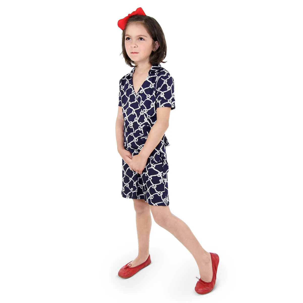 Little Girl Wrap Dress in Navy Turtle Bay