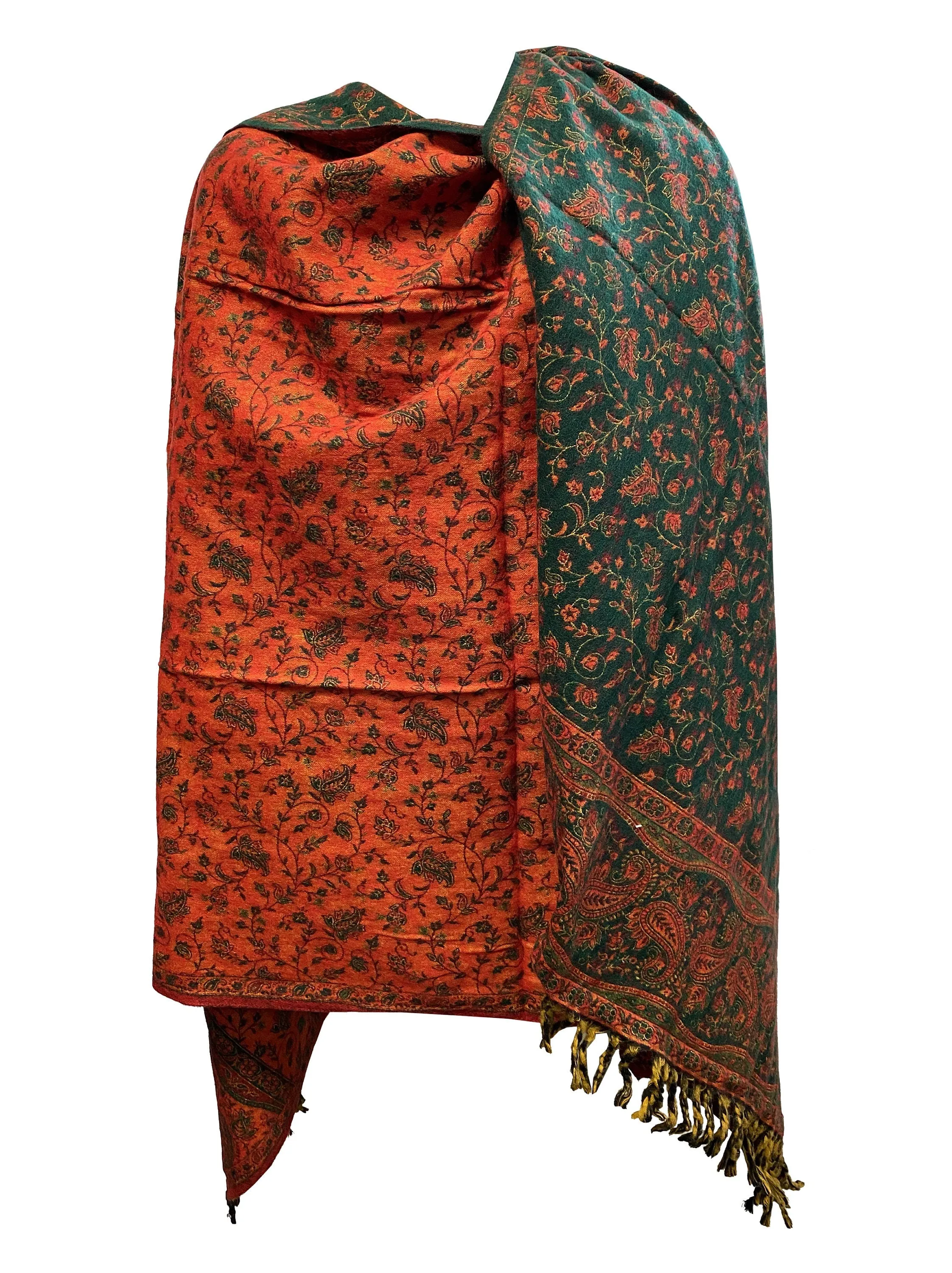 LUXURY HANDMADE Green Orange floral Scarf Yak Wool comfortable scarf Shawl Blanket stole unisex Wrap Meditation Soft Shawl special Gift