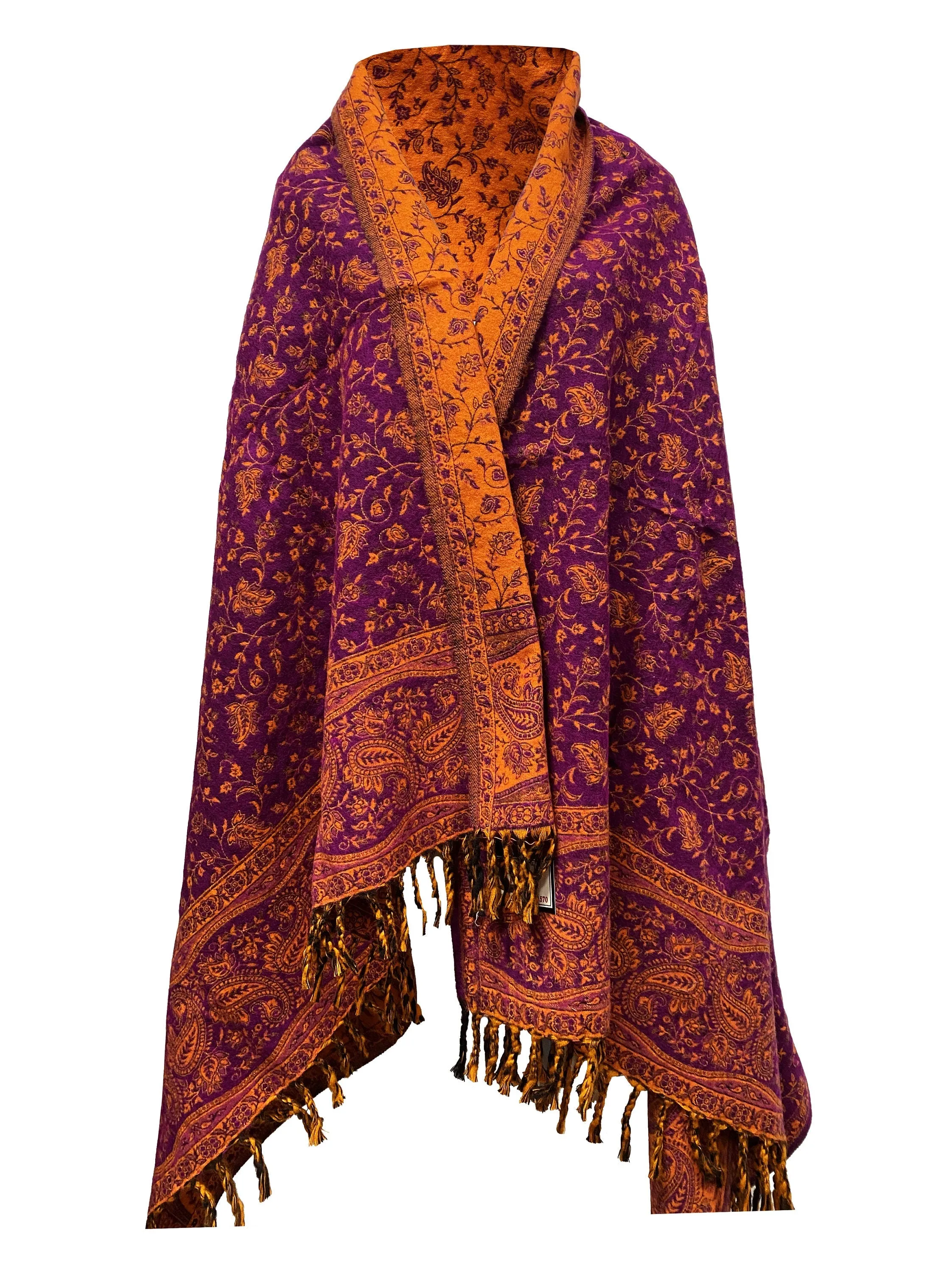 LUXURY HANDMADE Purple Orange Floral Scarf  Yak Wool yoga blanket stole unisex Travel Wrap Meditation Soft Shawl special Gift for her