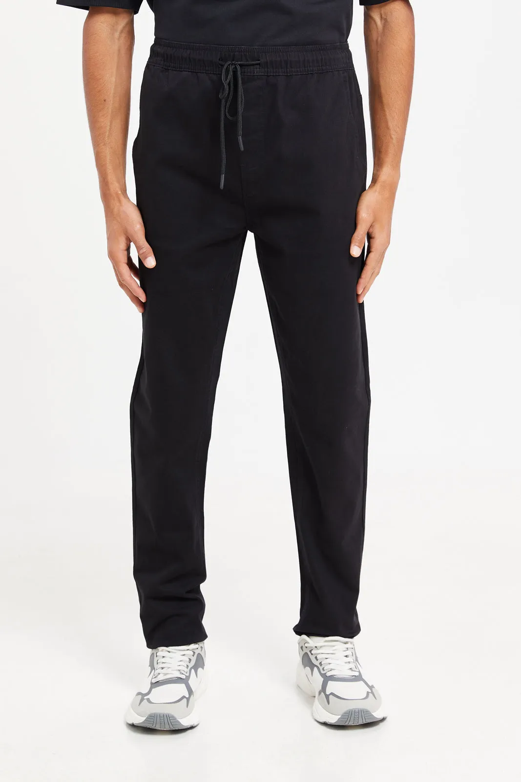 Men Black Twill Joggers