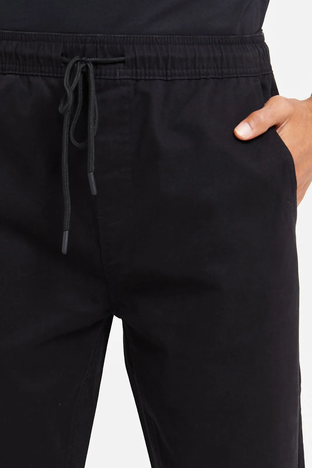 Men Black Twill Joggers