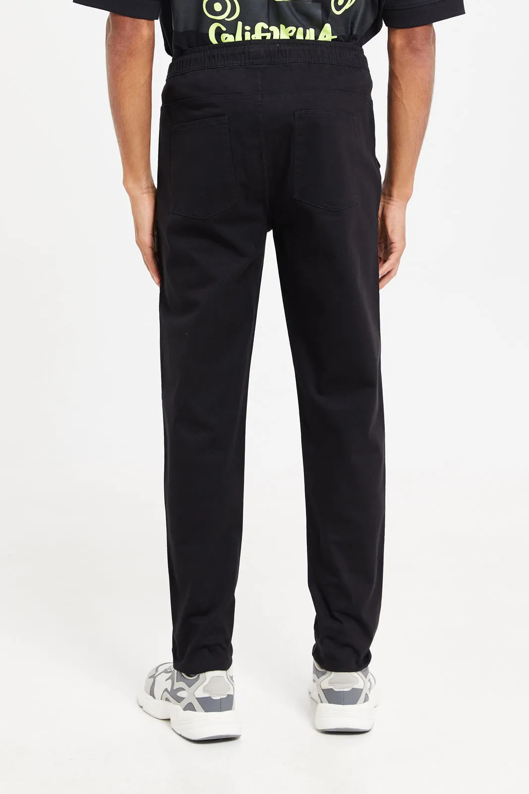 Men Black Twill Joggers