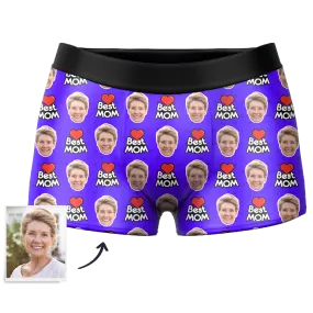 Men's Best Mom Custom Face Boxer Shorts, Custom Underwear For Men