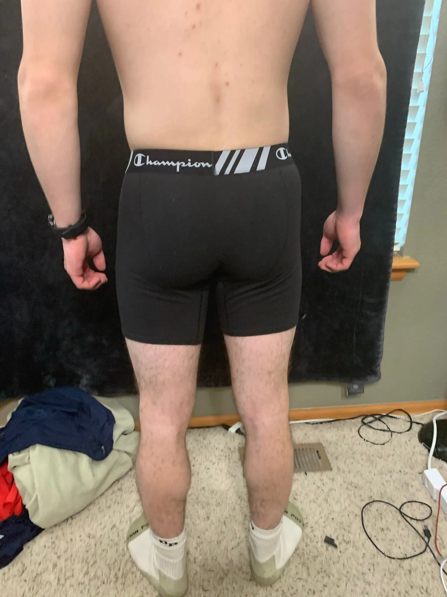 Men's Champion Boxer Briefs Black or Gray