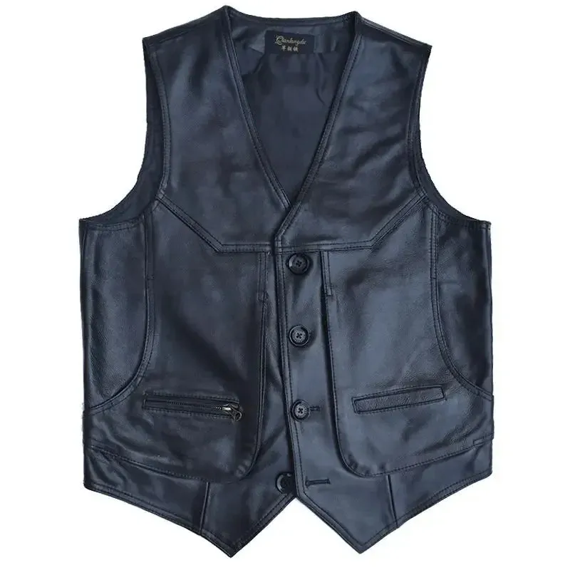 Men's Genuine Leather Motorcycle Vest