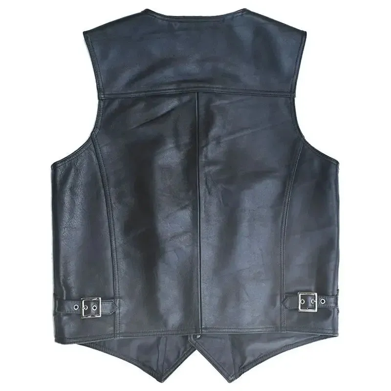 Men's Genuine Leather Motorcycle Vest