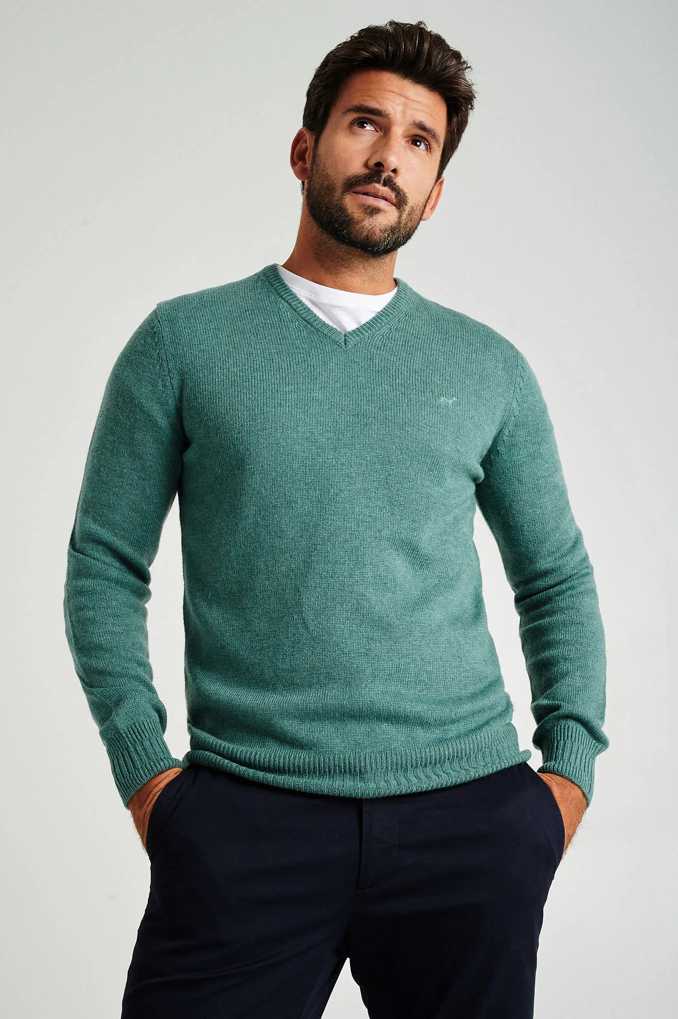 Men's machine washable V neck sweater