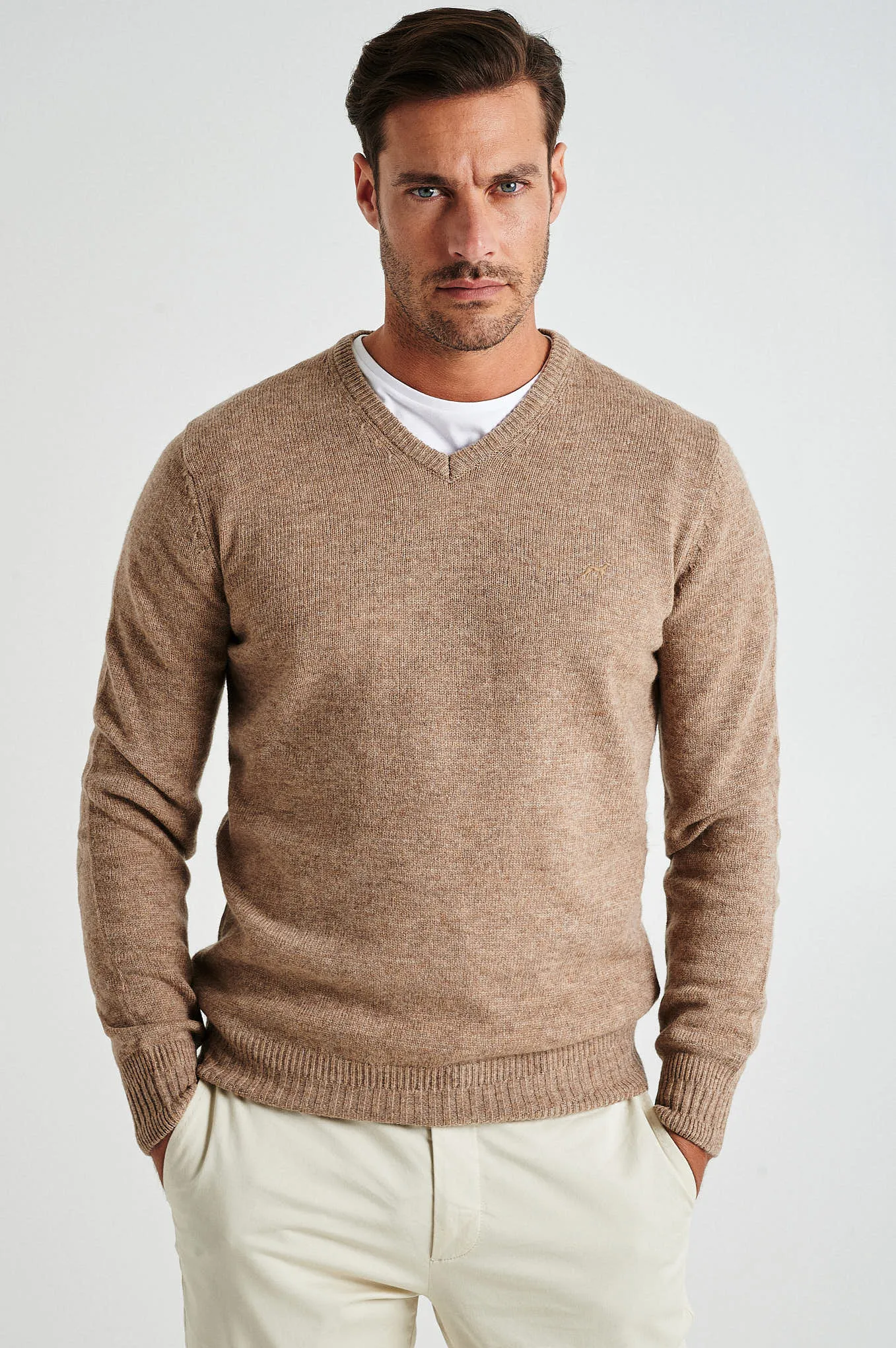 Men's machine washable V neck sweater