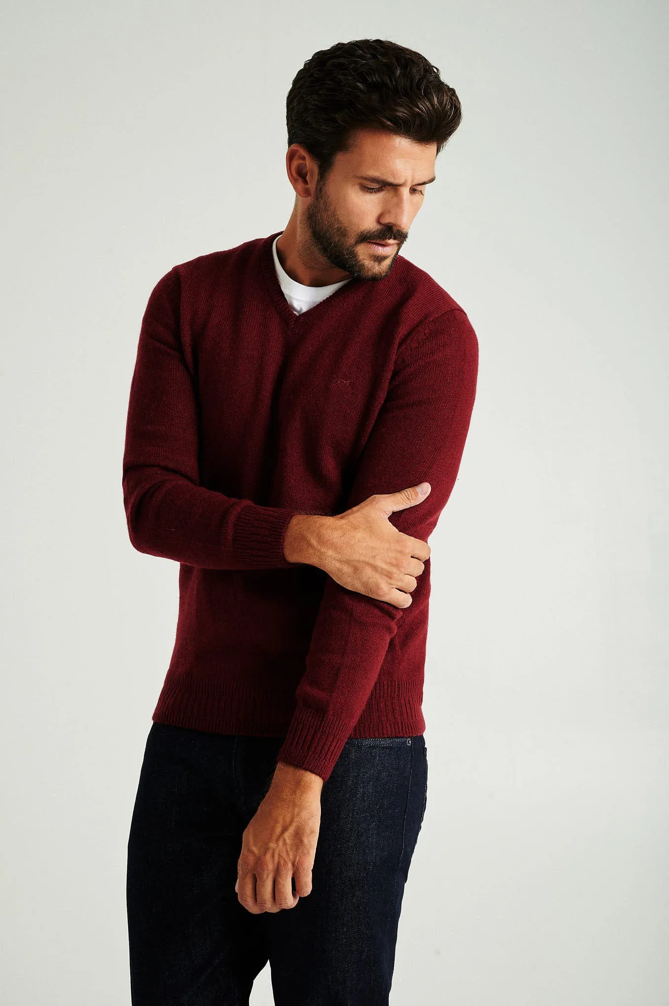 Men's machine washable V neck sweater