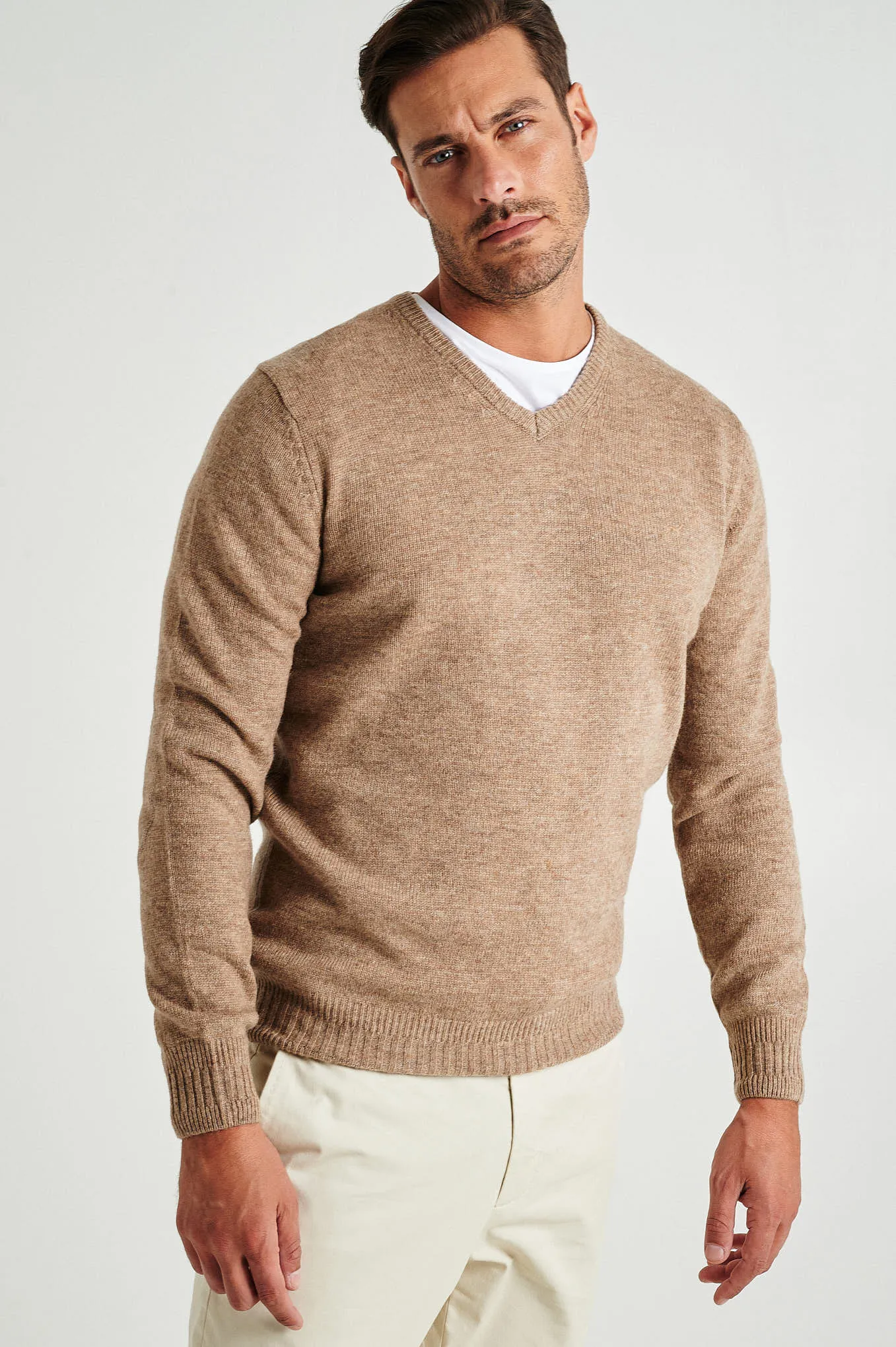 Men's machine washable V neck sweater