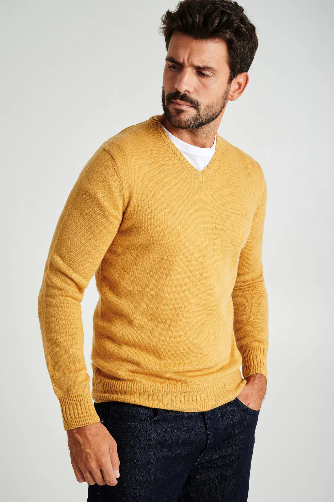 Men's machine washable V neck sweater