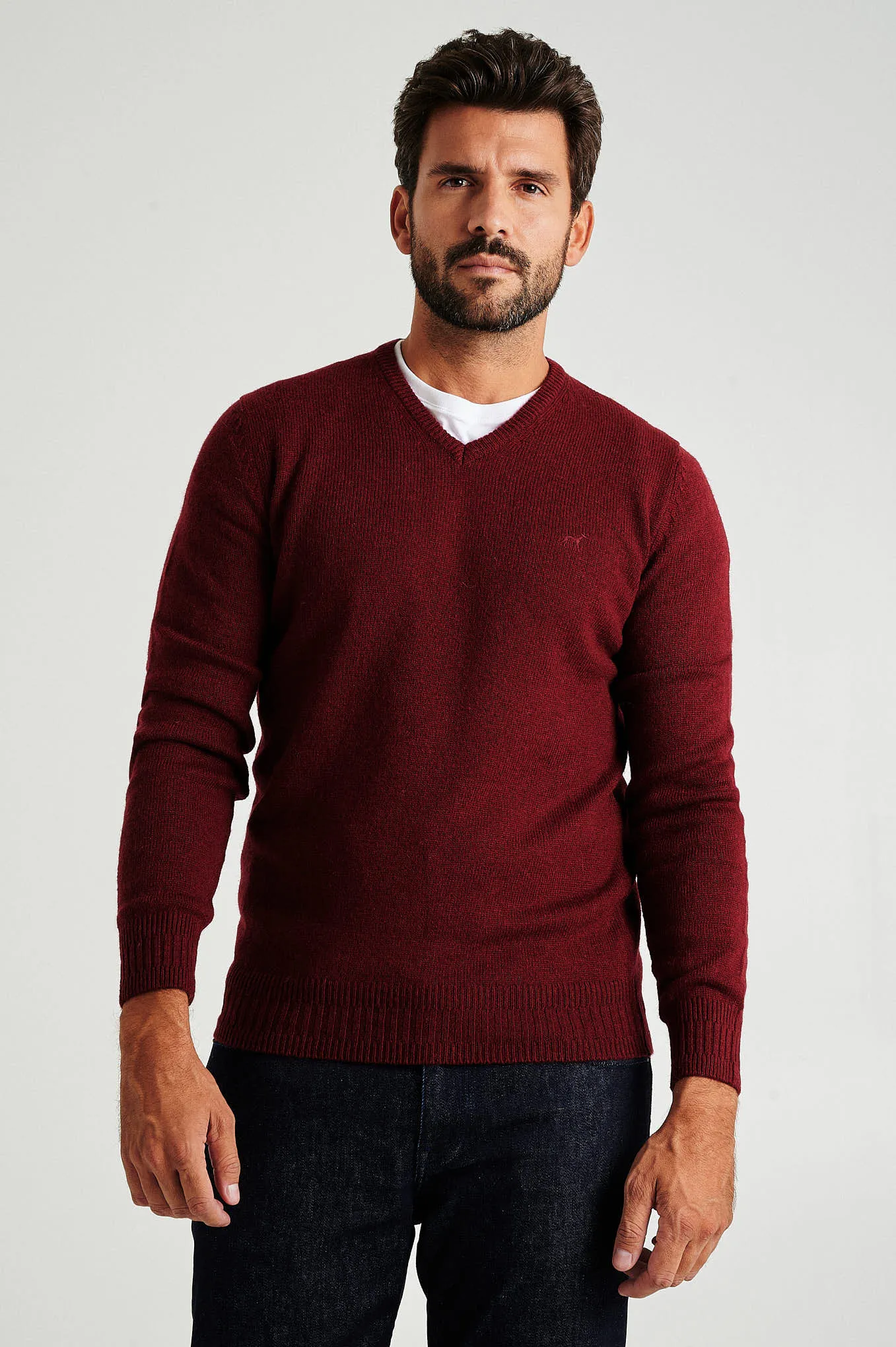 Men's machine washable V neck sweater