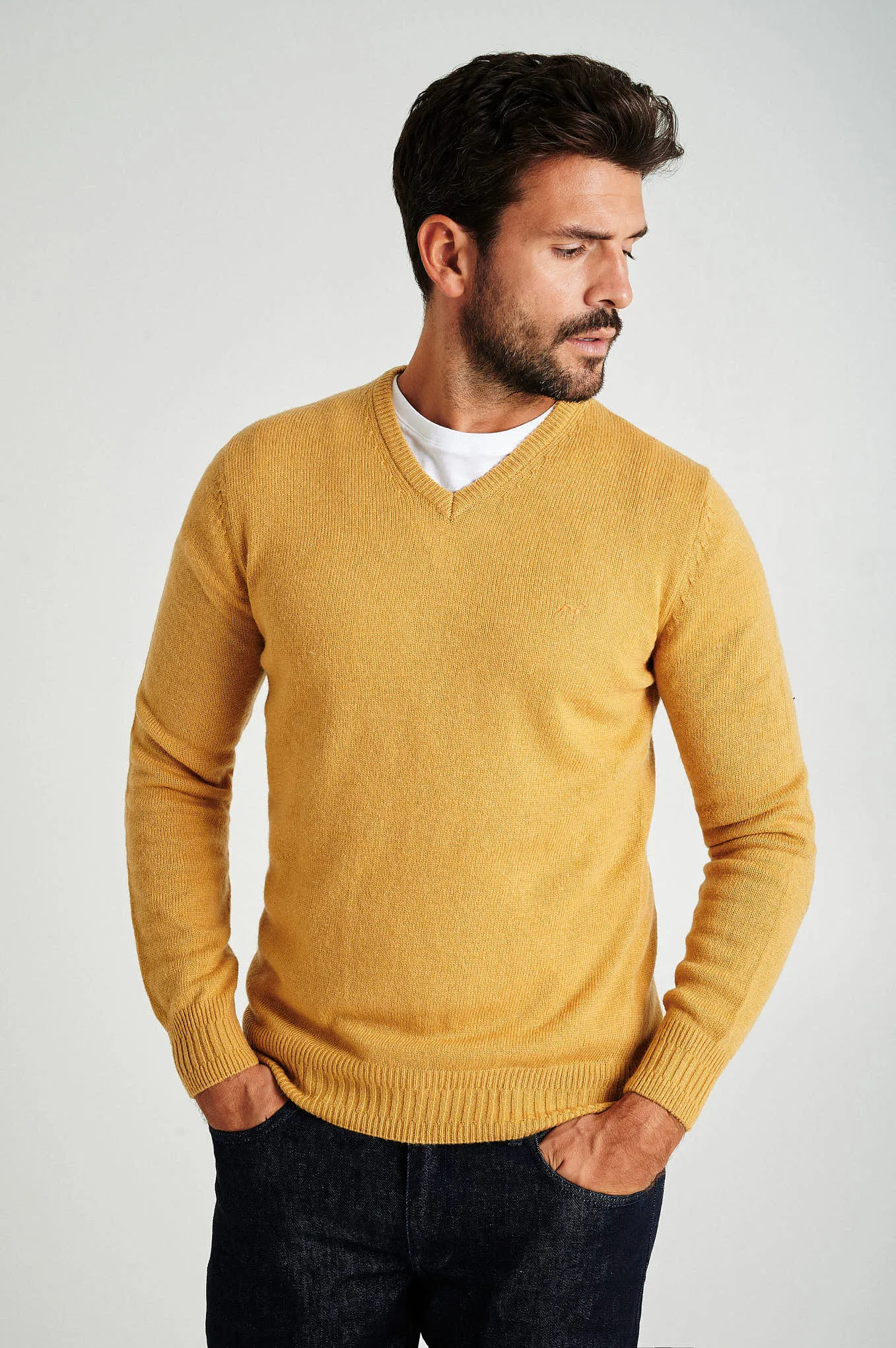 Men's machine washable V neck sweater