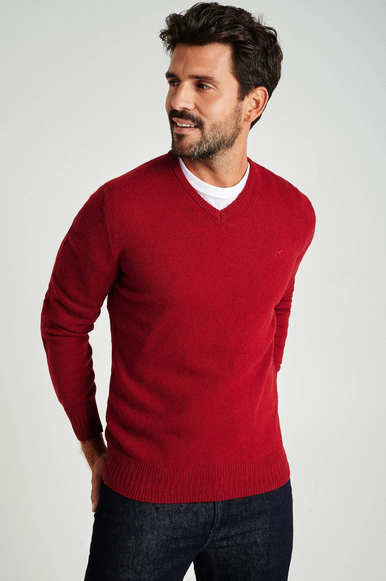 Men's machine washable V neck sweater