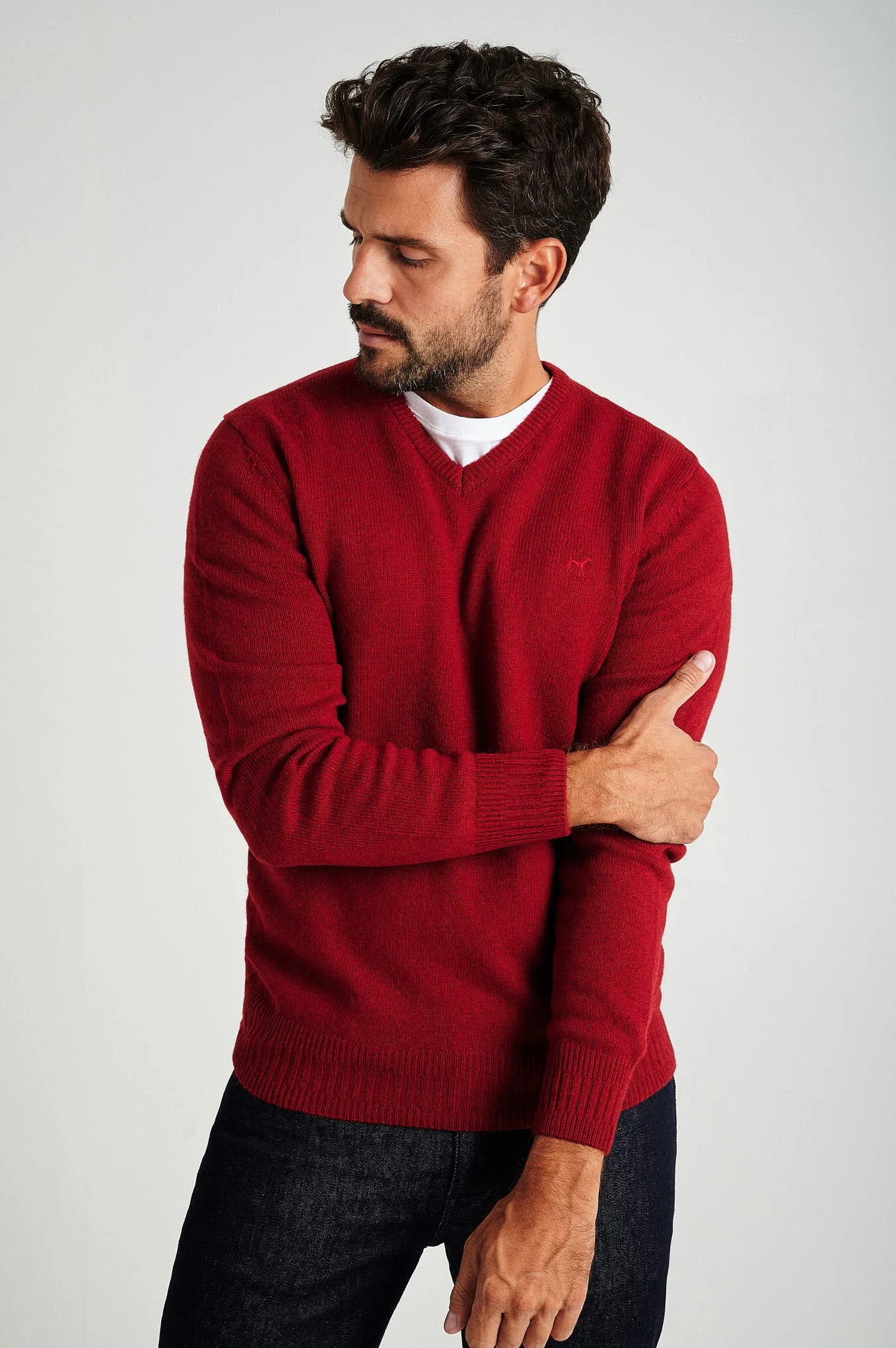 Men's machine washable V neck sweater