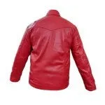 Men's Red Leather Pullover Shirt Cow Sheep Leather - PULL1