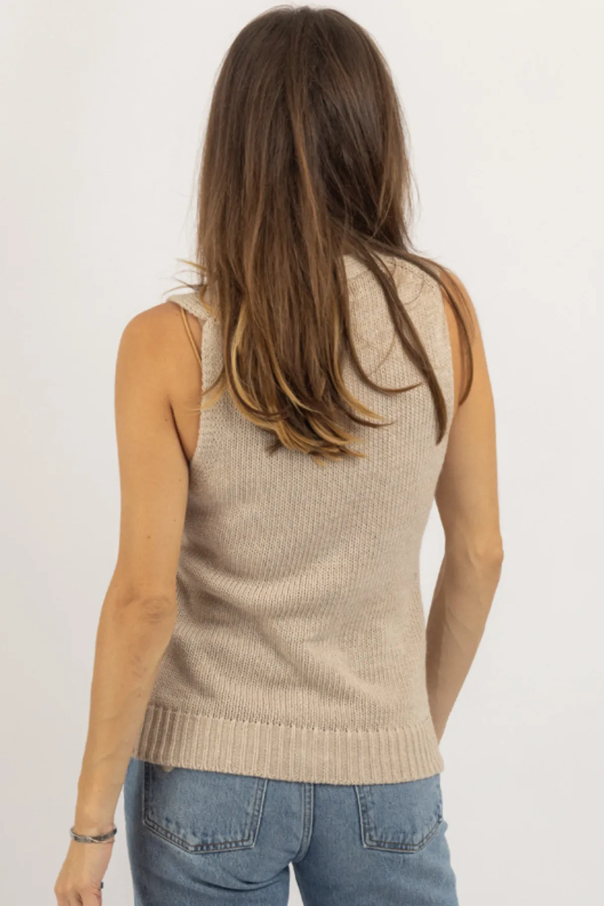 MEREDITH TAUPE BUTTON SWEATER VEST