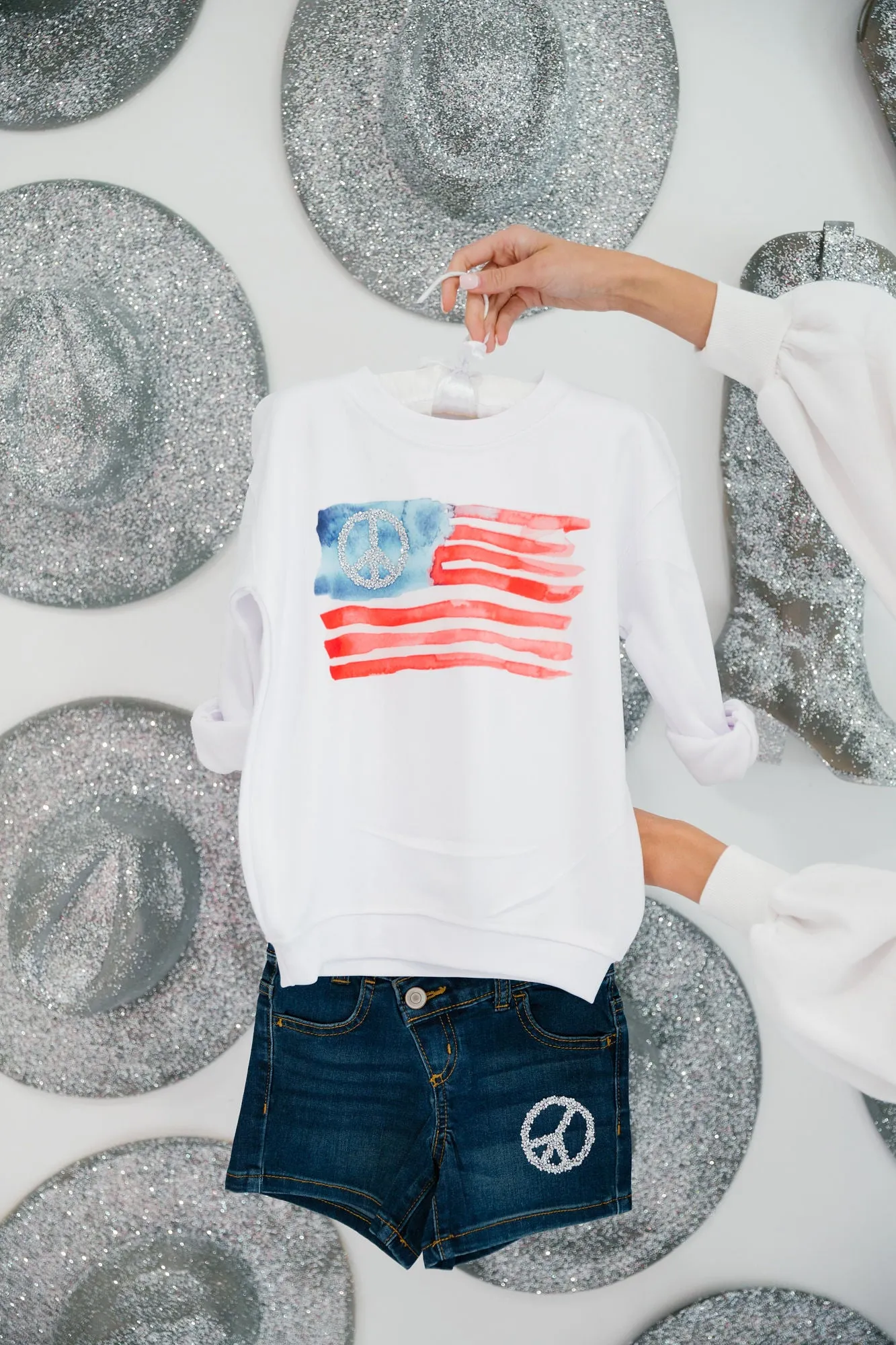 MINI KIDS WATERCOLOR FLAG PEACE PULLOVER