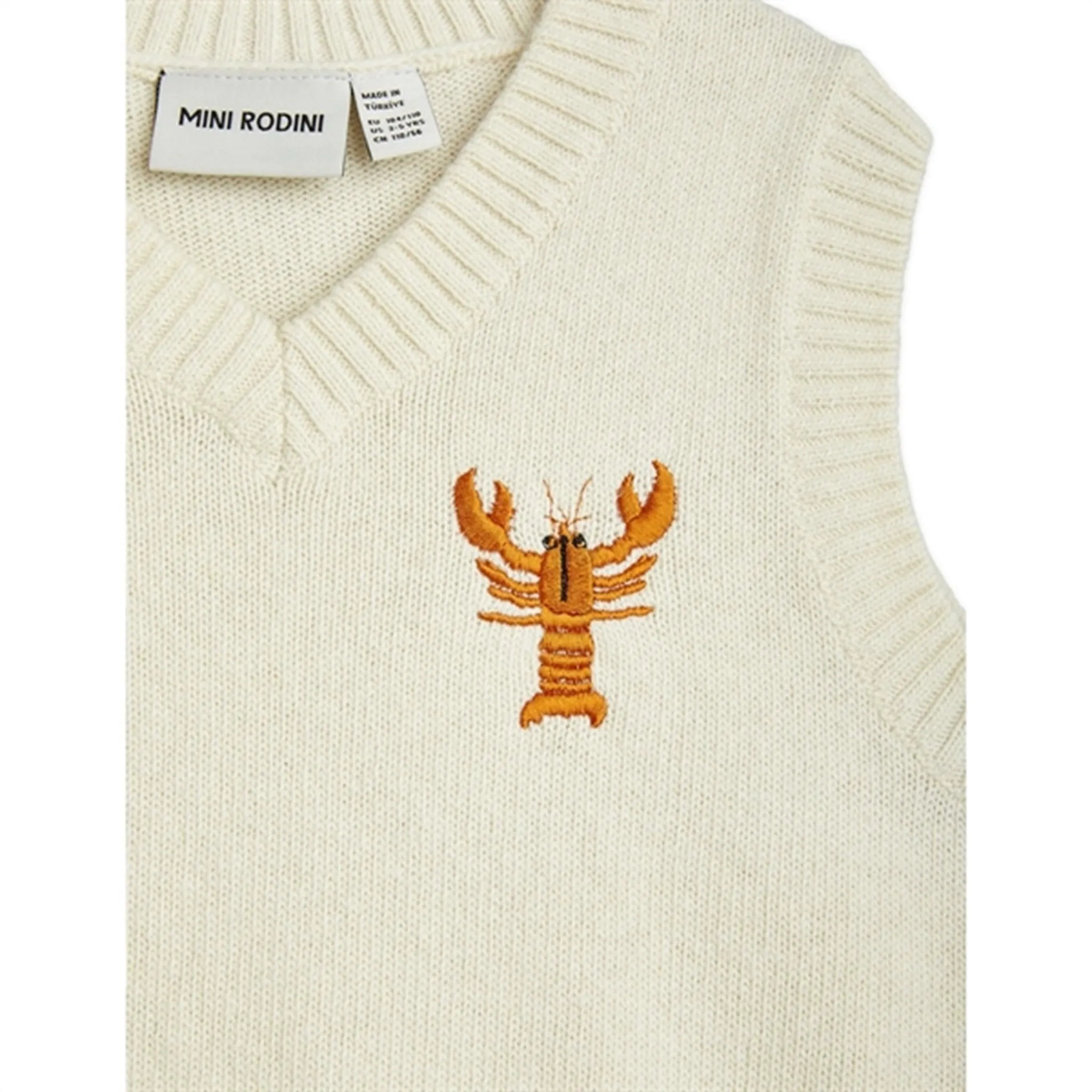 Mini Rodini Lobster Knitted Slipover Vest White