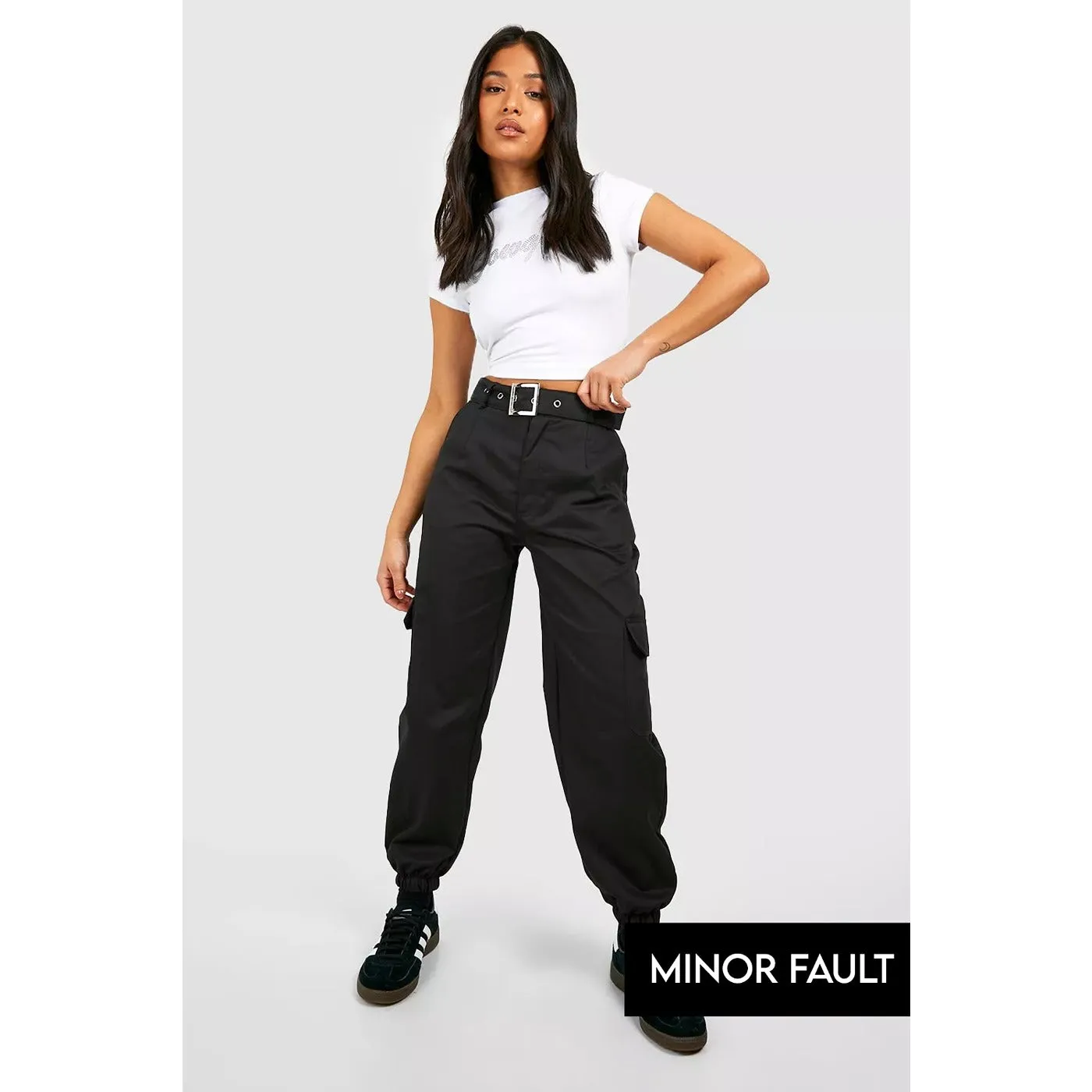 (Minor Fault) Black Cargo High Waist Joggers