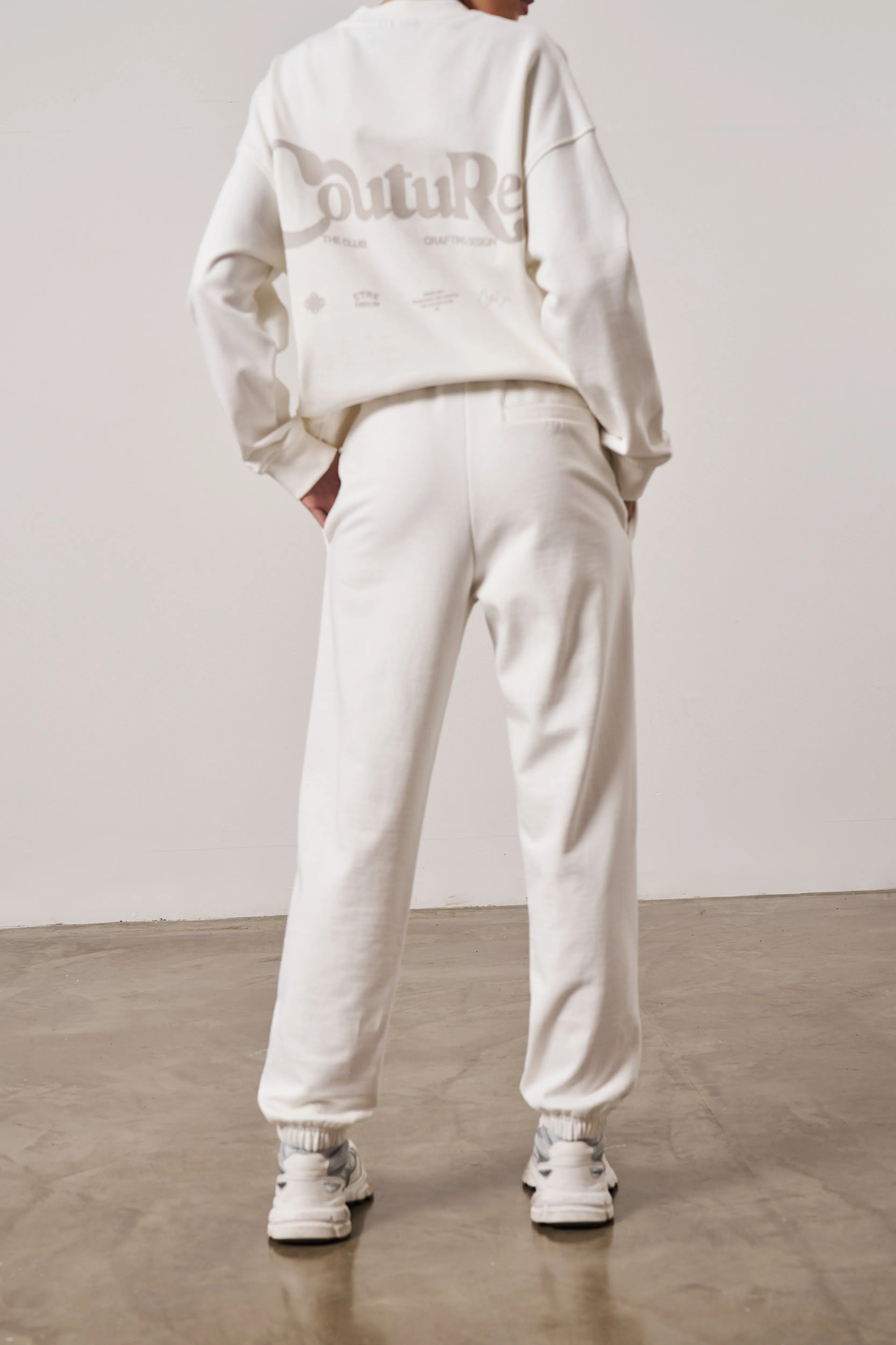 MIXED FONT COUTURE LOGO JOGGERS - OFF WHITE