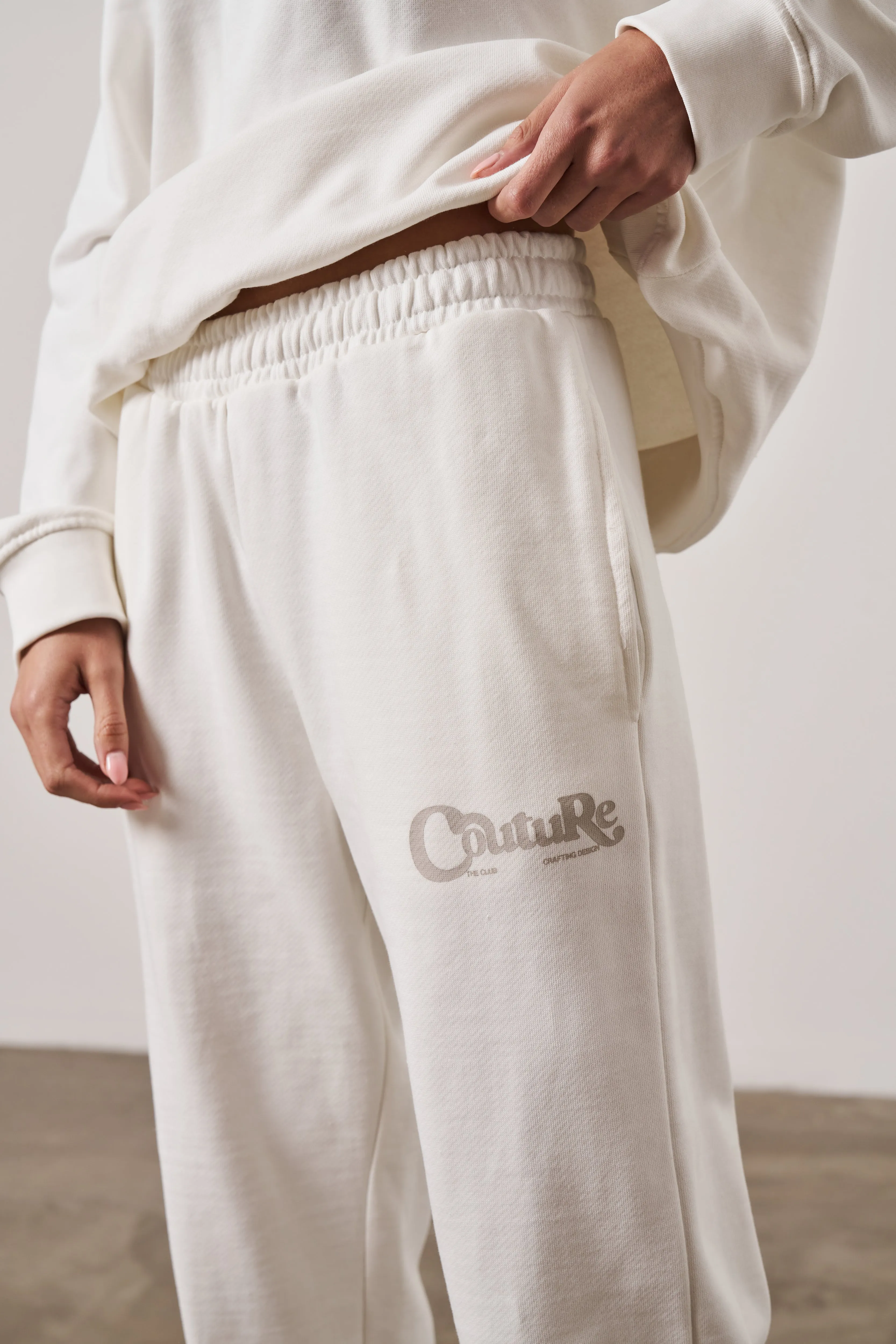 MIXED FONT COUTURE LOGO JOGGERS - OFF WHITE