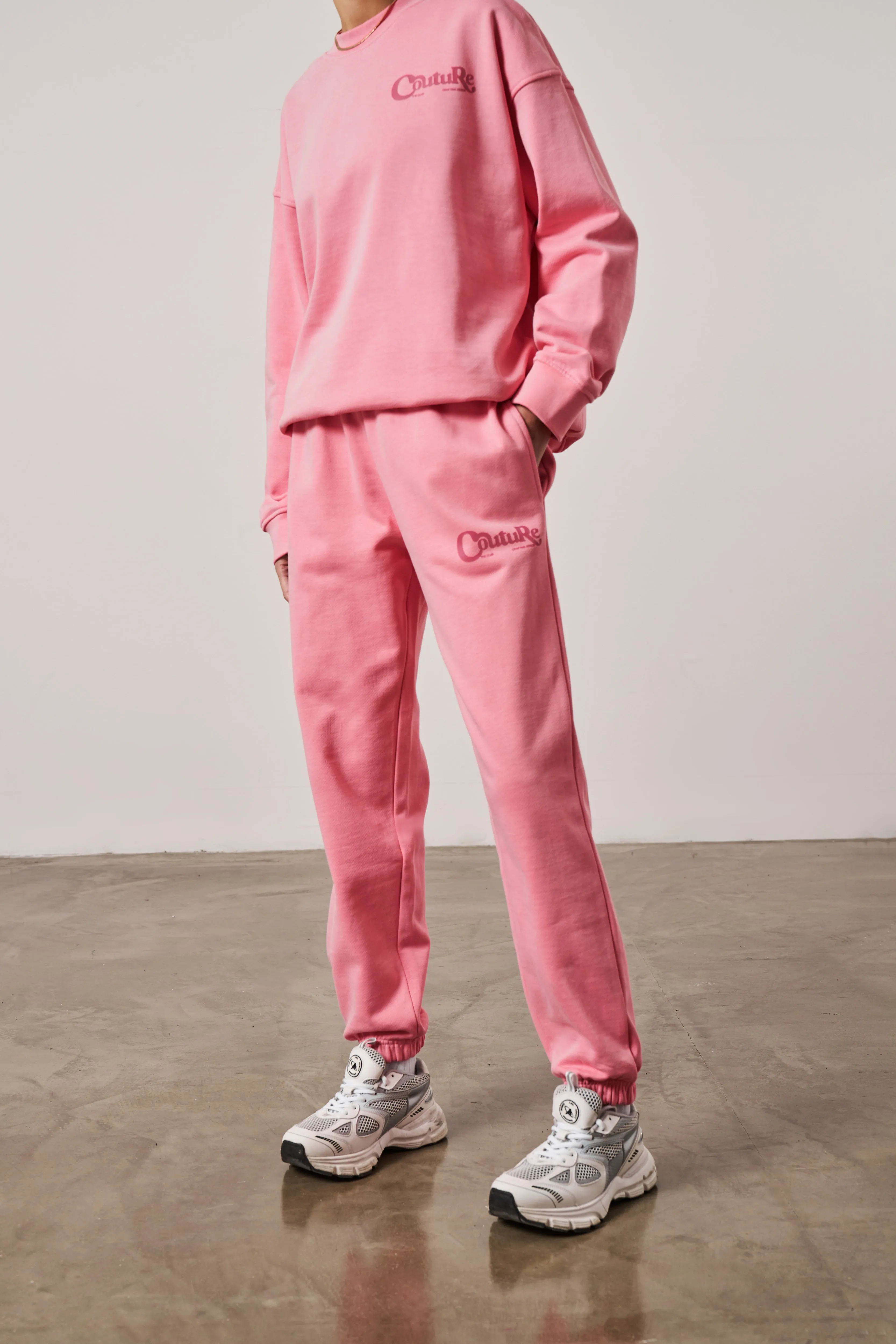 MIXED FONT COUTURE LOGO JOGGERS - PINK