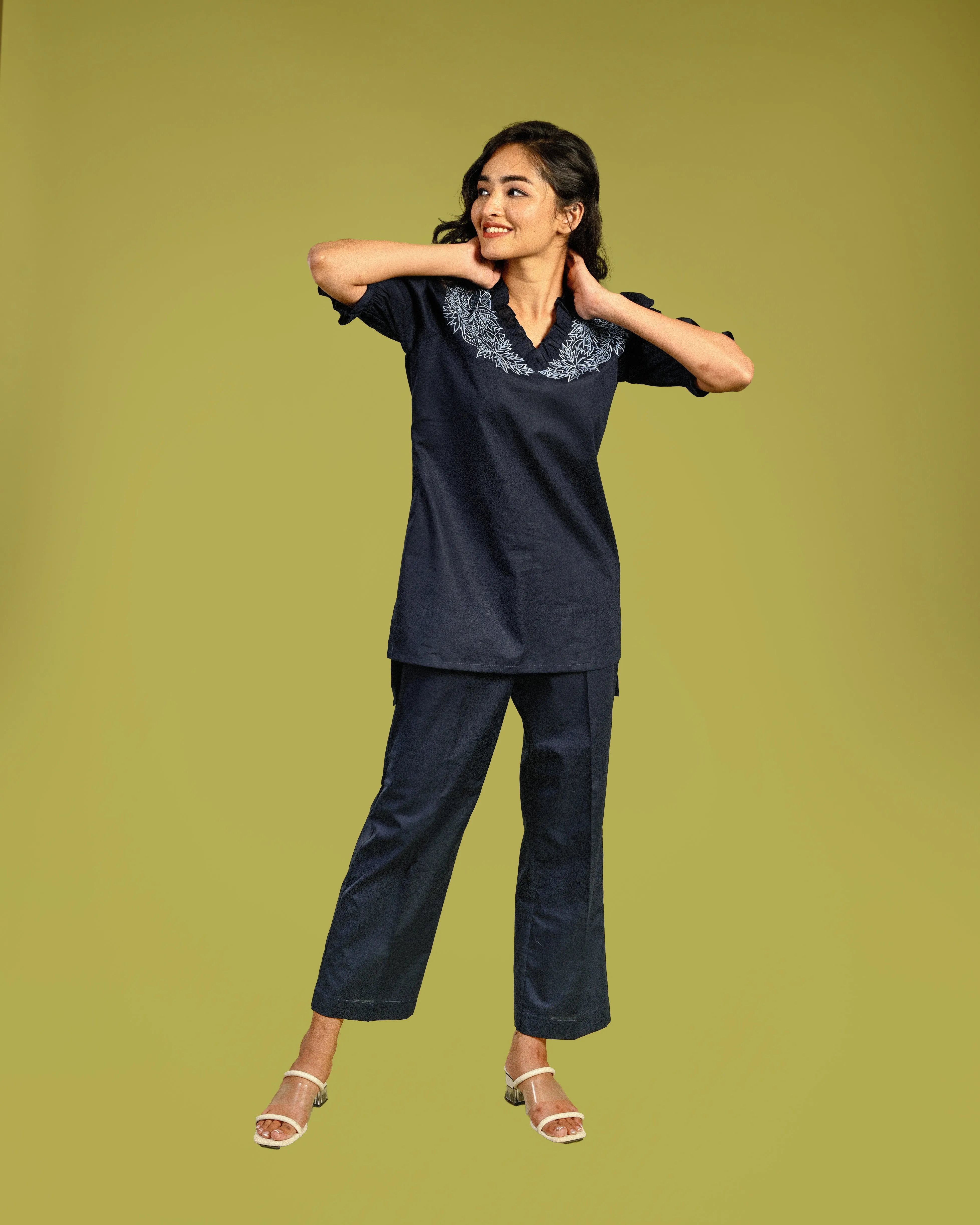 Navy linen co-ord set