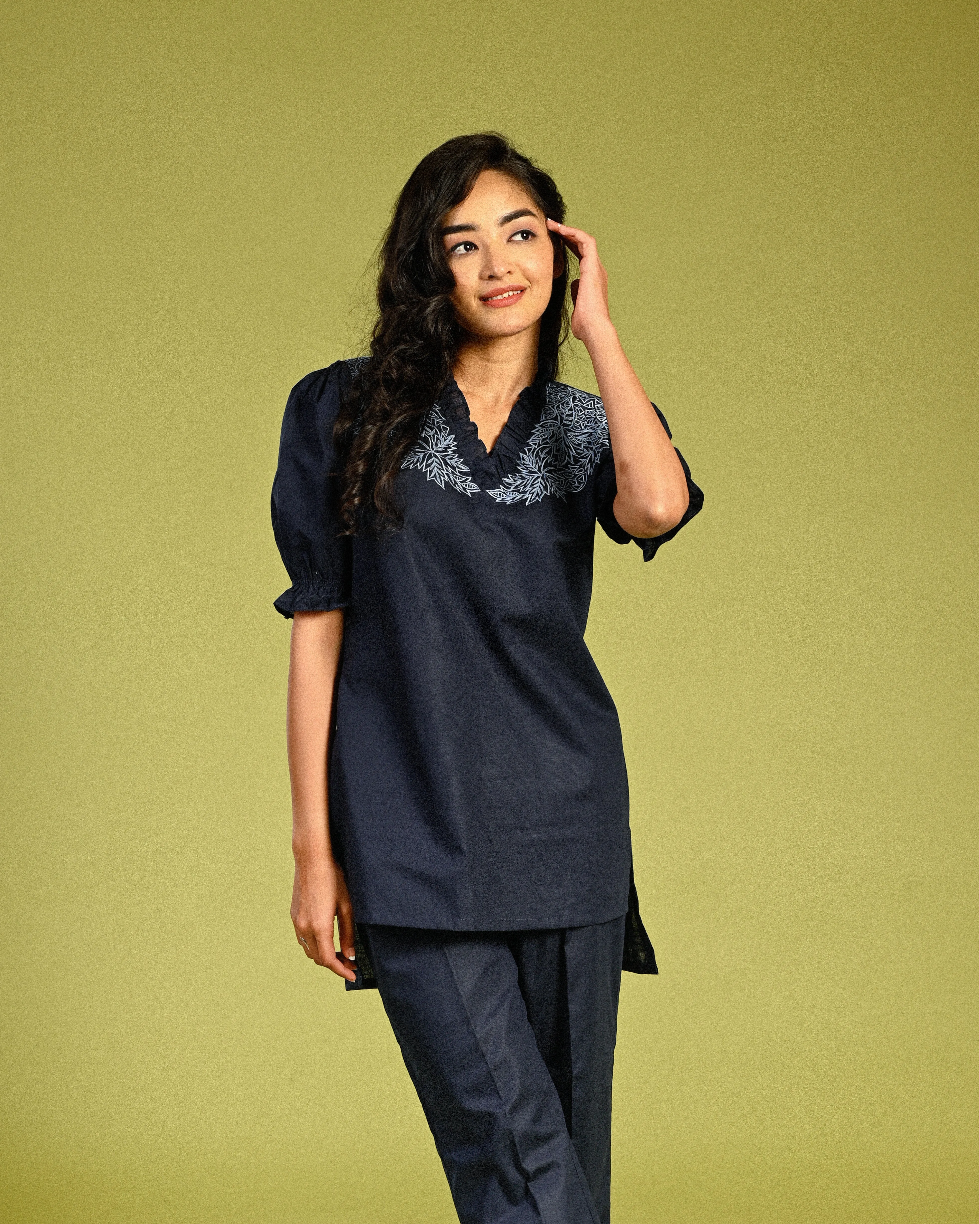 Navy linen co-ord set