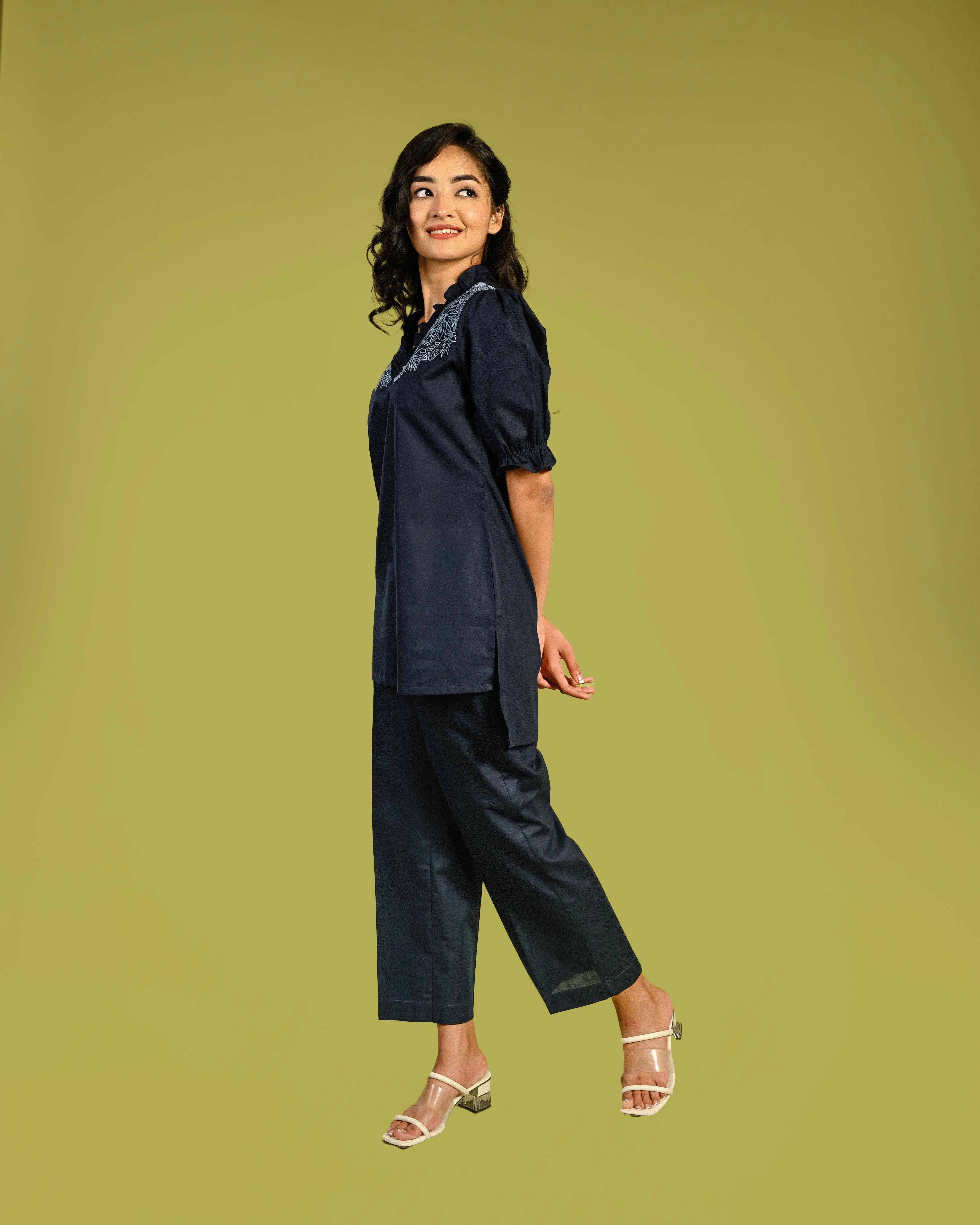 Navy linen co-ord set