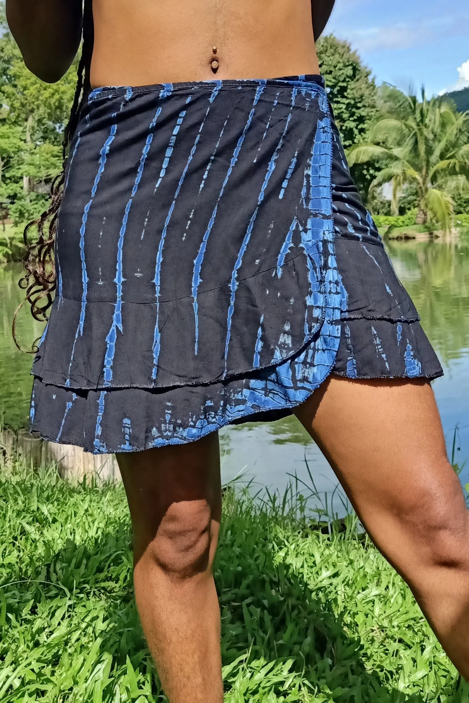 New Midnight Tie Dye Wrap Skirt