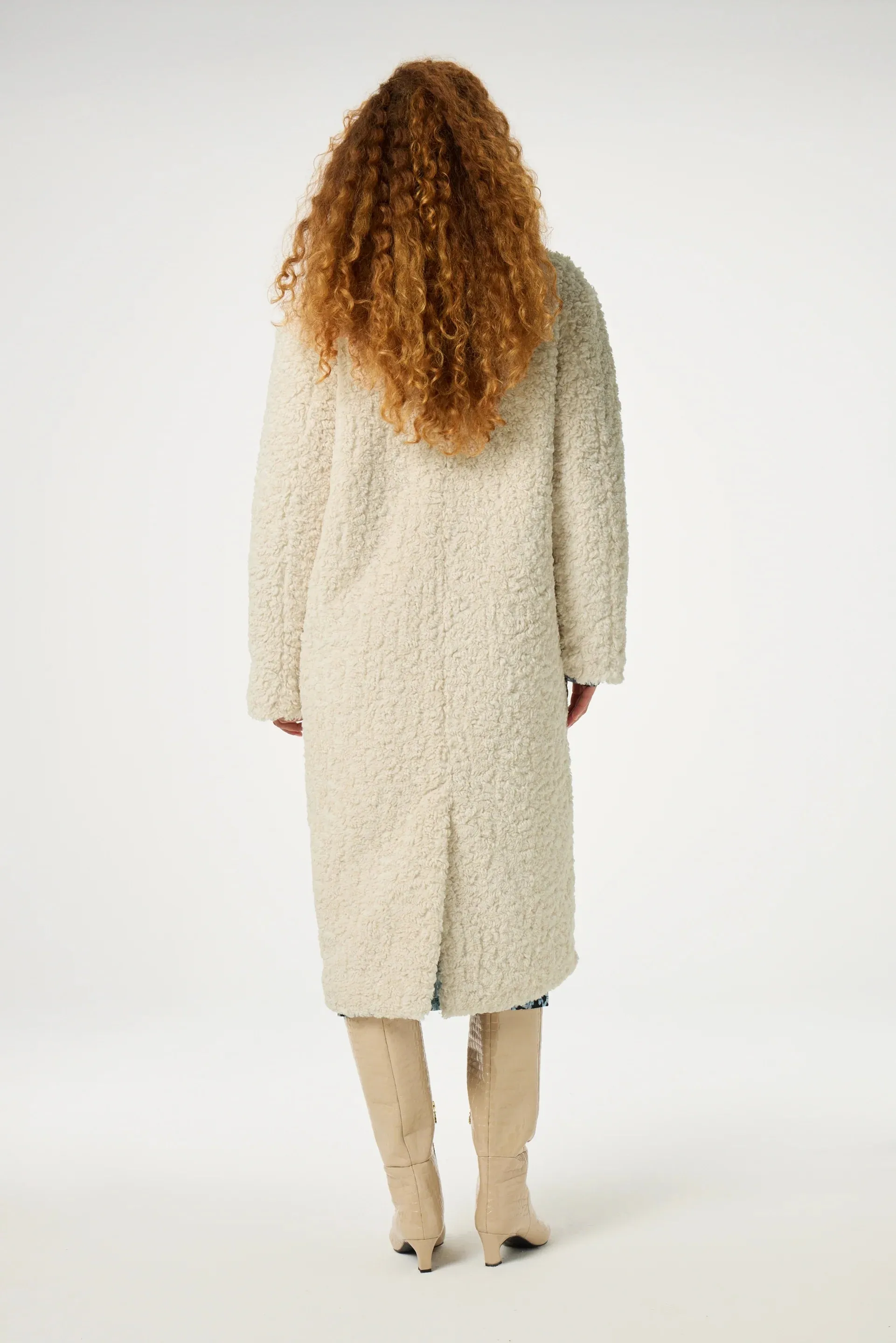 Nicole White Cosy Faux Fur  Coat