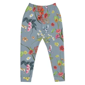 Noire Floral Joggers- Pigeon Blue