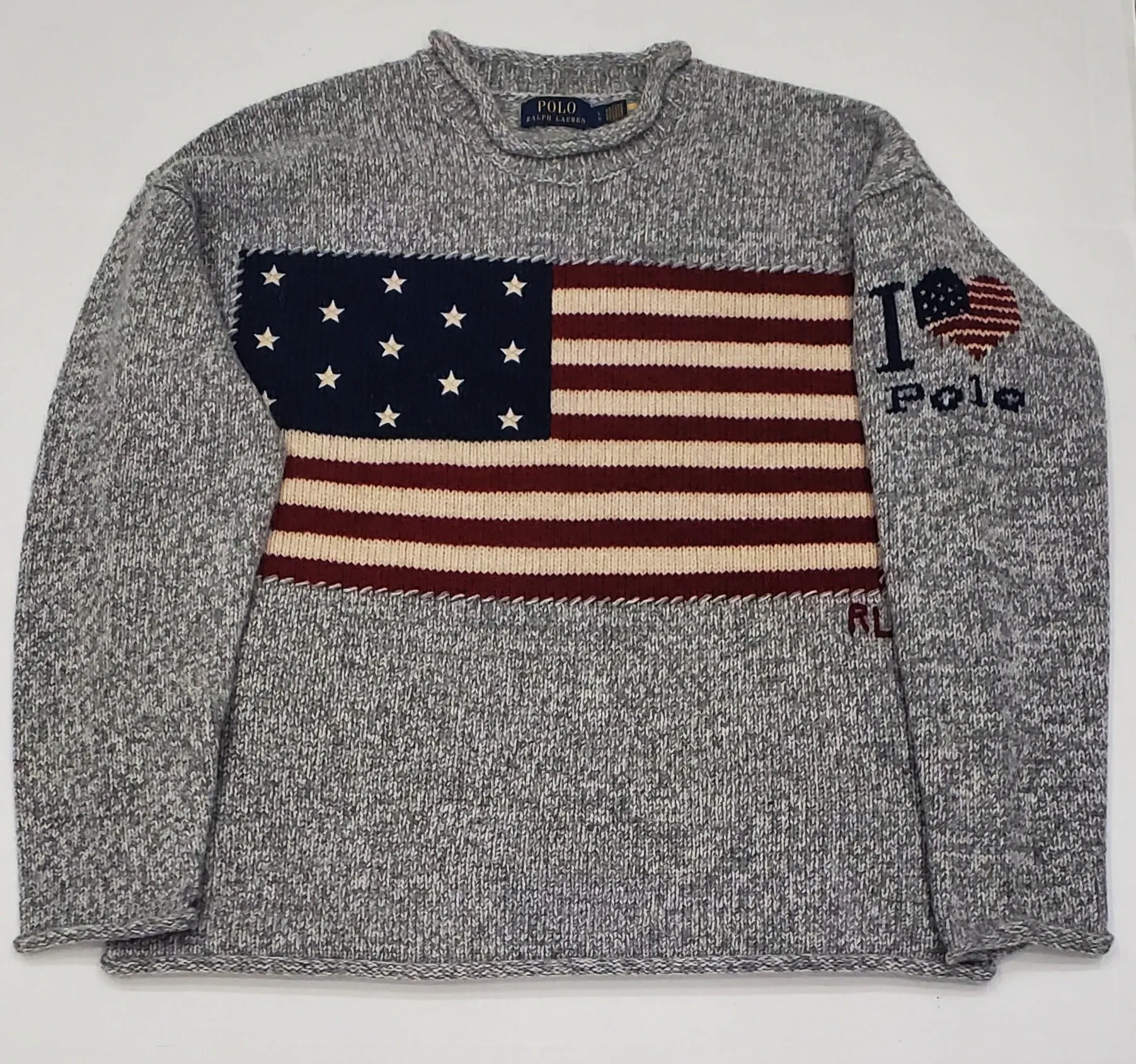 Nwt Polo Ralph Lauren American Flag I Love Polo Rollneck Wool Sweater