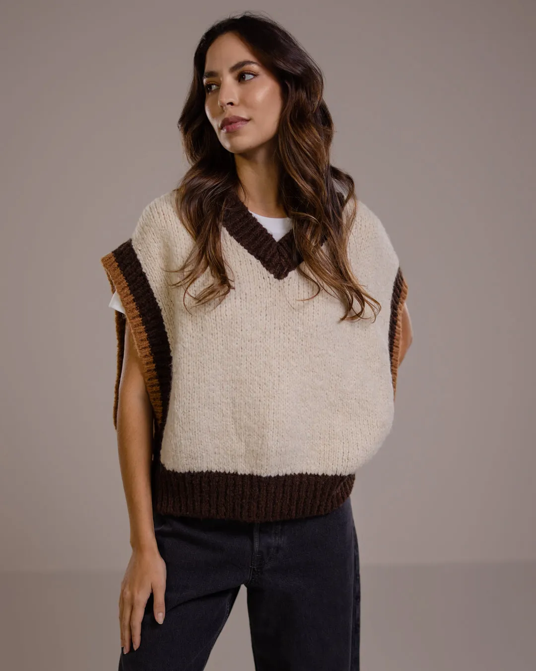 Octavia Open Side Knitted Vest | Espresso Brown