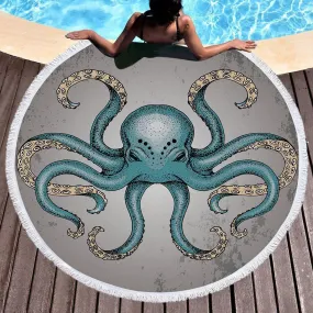 Octopoda Round Beach Towel