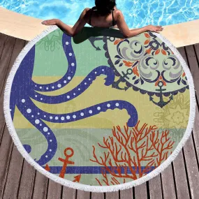 Octopus Passion Round Beach Towel