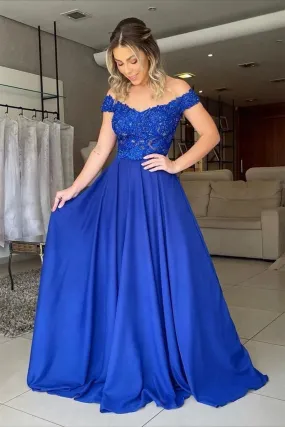 Off Shoulder Blue/Pink/Green/Burgundy Lace Top Long Prom Dress, Blue/Pink/Green/Burgundy Lace Formal Graduation Evening Dress A1610