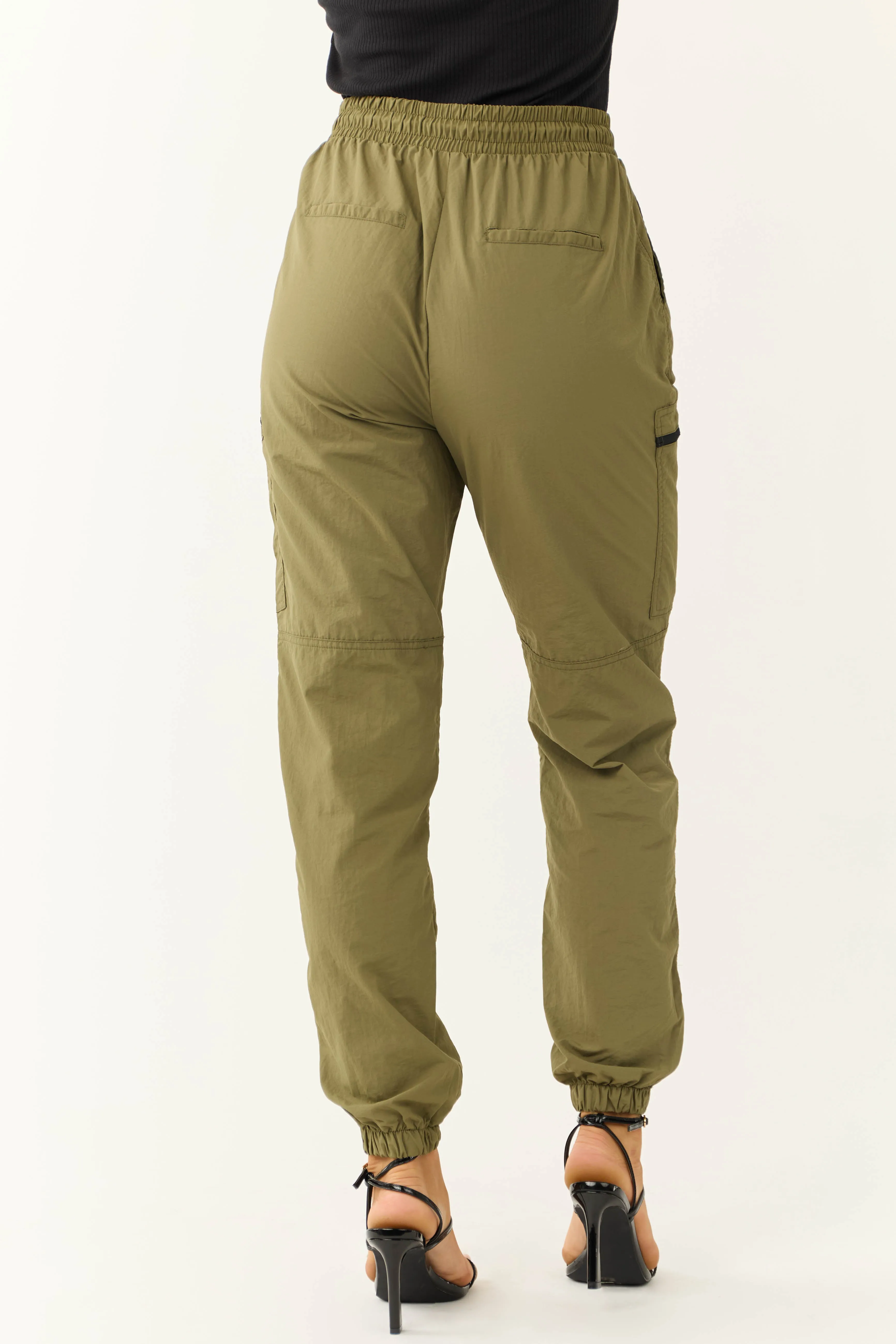 Olive Zipper Pocket Windbreaker Joggers