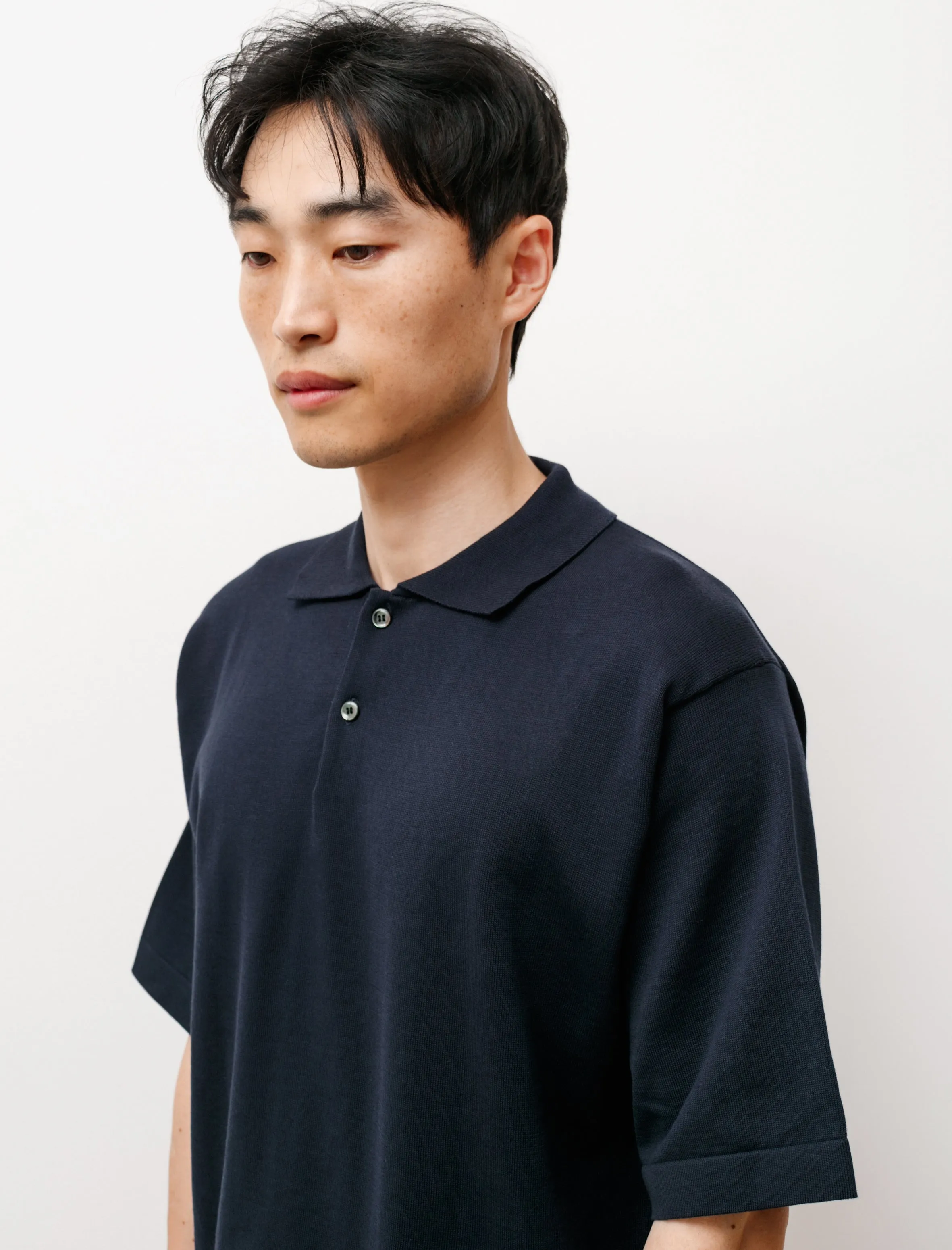 Organic Cotton Polo Sweater Navy