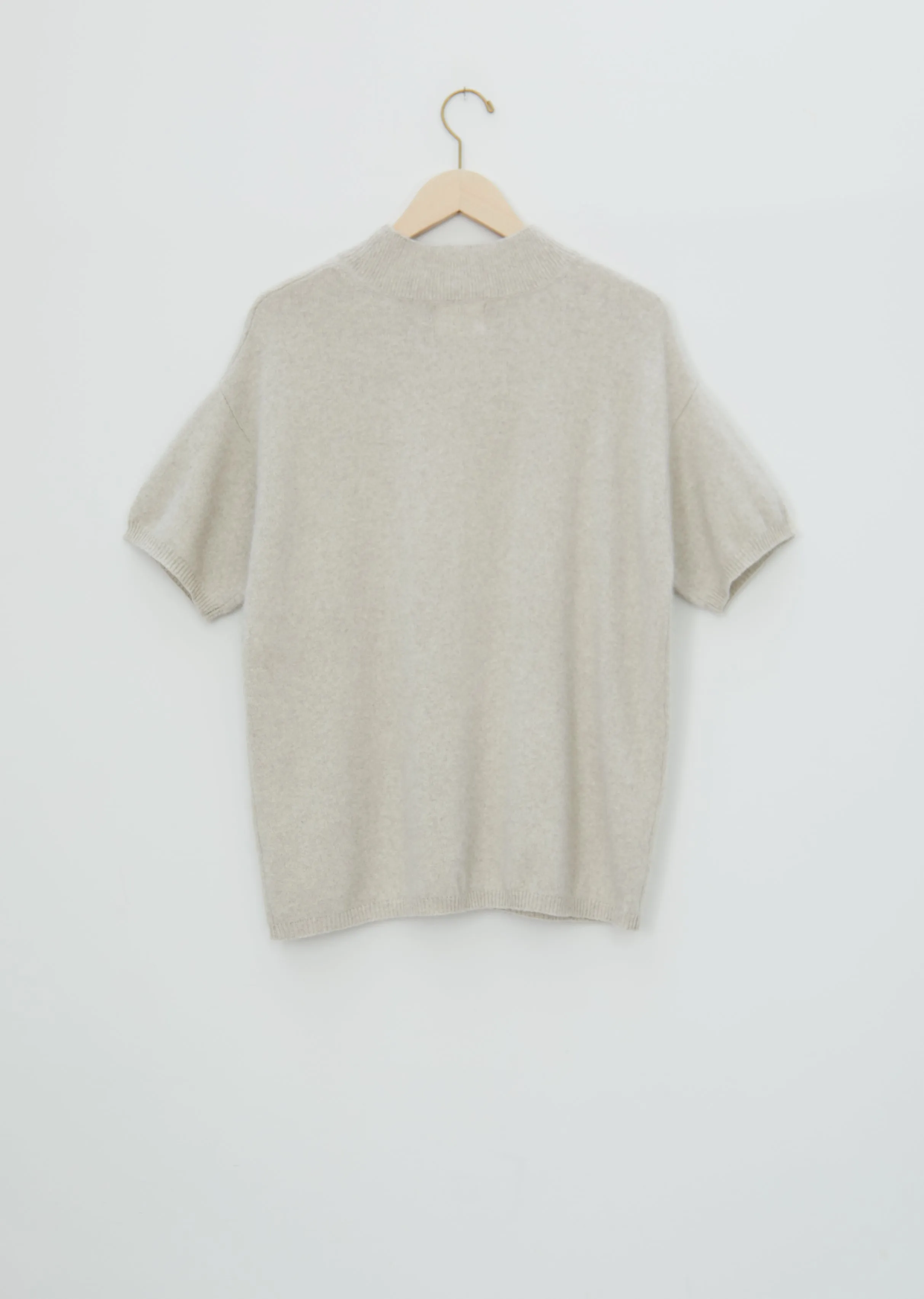 Pertusato Wool Short Sleeve Sweater — Stone