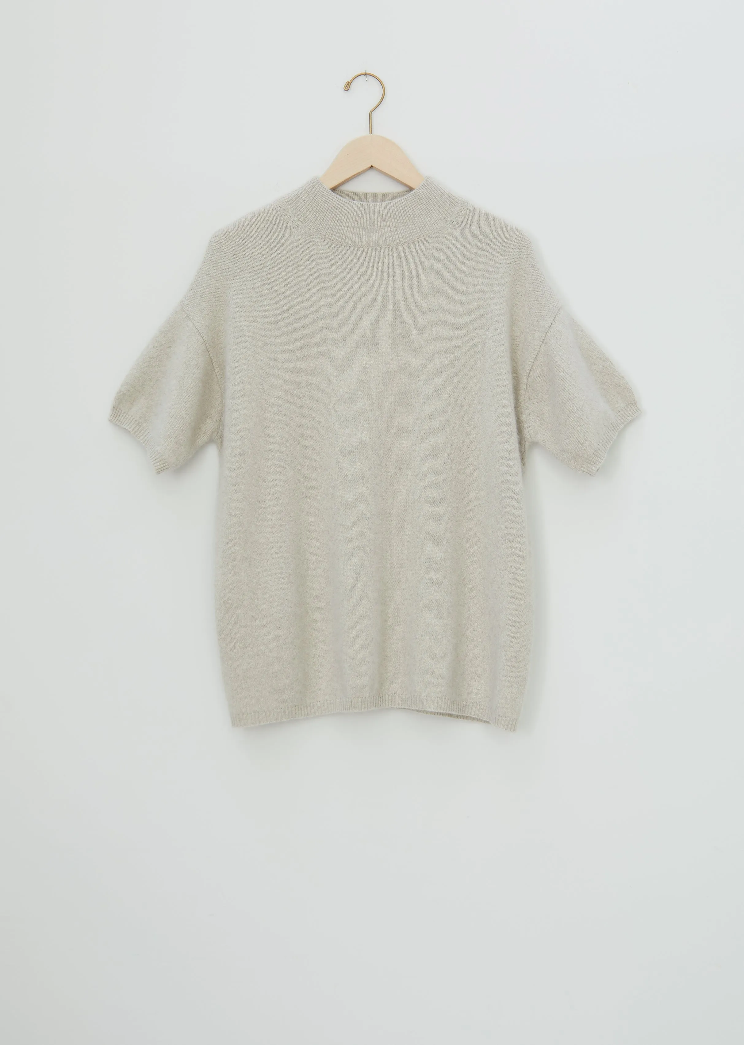 Pertusato Wool Short Sleeve Sweater — Stone